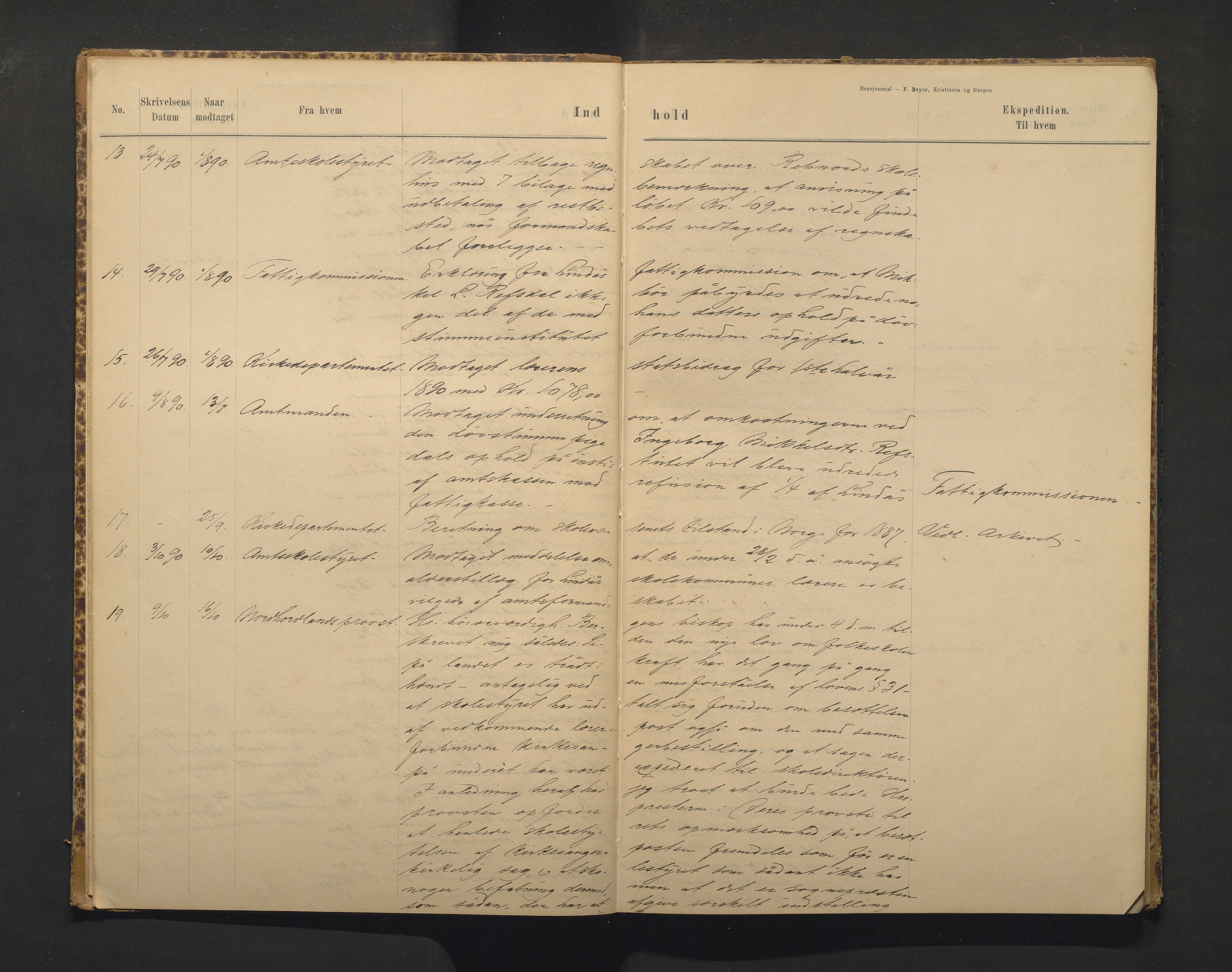 Lindås kommune. Skulestyret, IKAH/1263-211/C/Ca/L0001: Postjournal for Lindås skulestyre, 1890-1903
