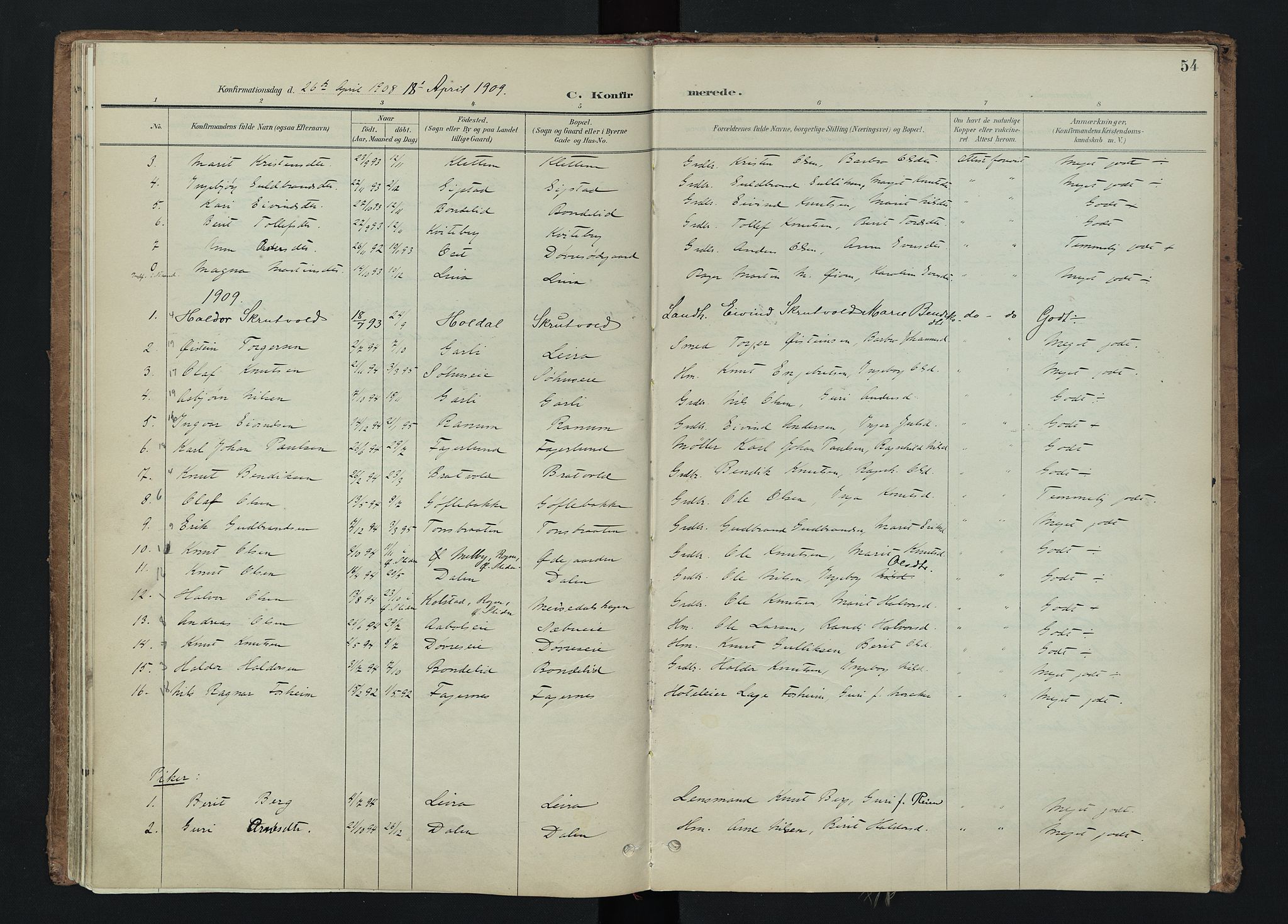 Nord-Aurdal prestekontor, SAH/PREST-132/H/Ha/Haa/L0015: Parish register (official) no. 15, 1896-1914, p. 54