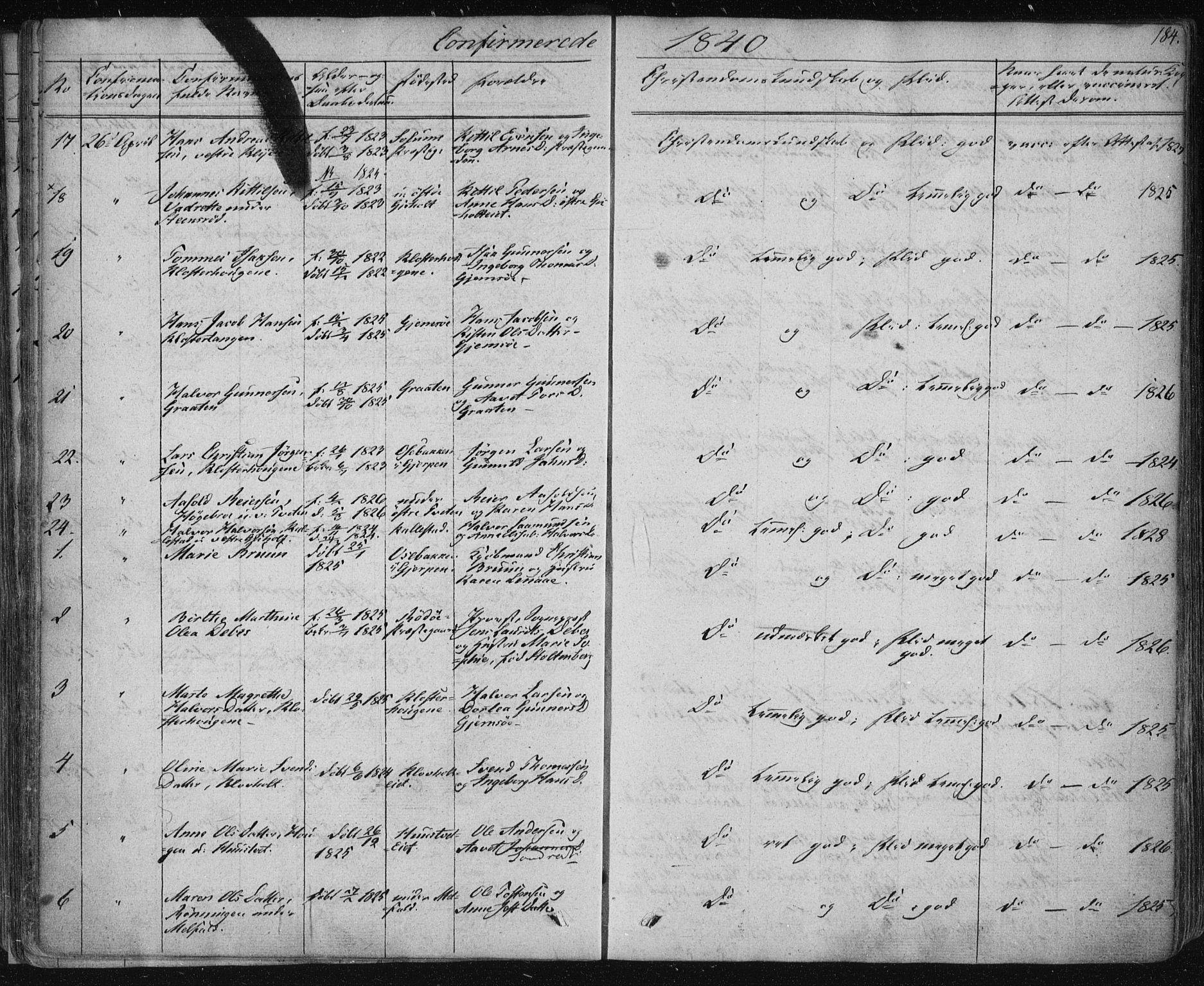 Solum kirkebøker, AV/SAKO-A-306/F/Fa/L0005: Parish register (official) no. I 5, 1833-1843, p. 184