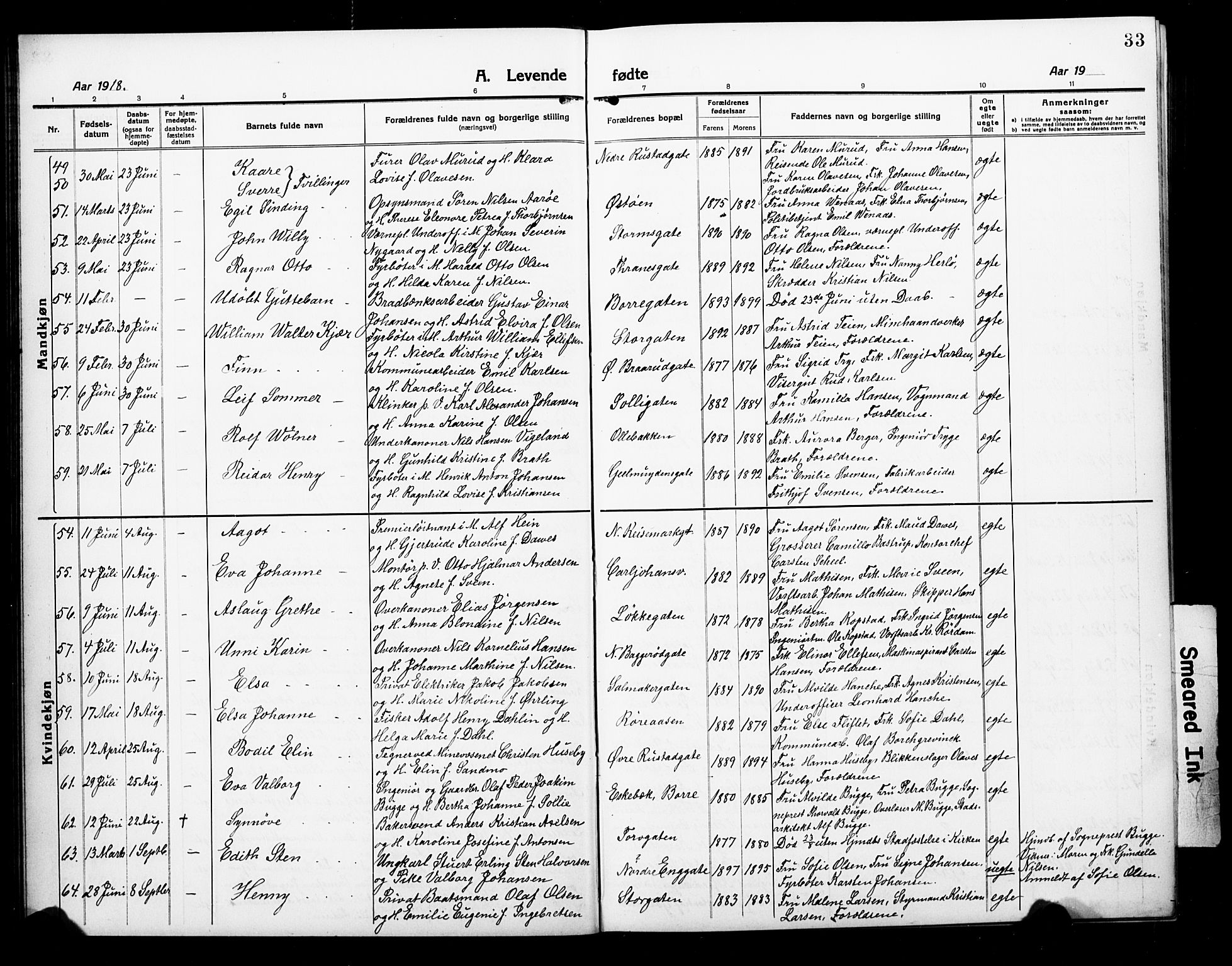 Horten kirkebøker, AV/SAKO-A-348/G/Ga/L0008: Parish register (copy) no. 8, 1916-1926, p. 33