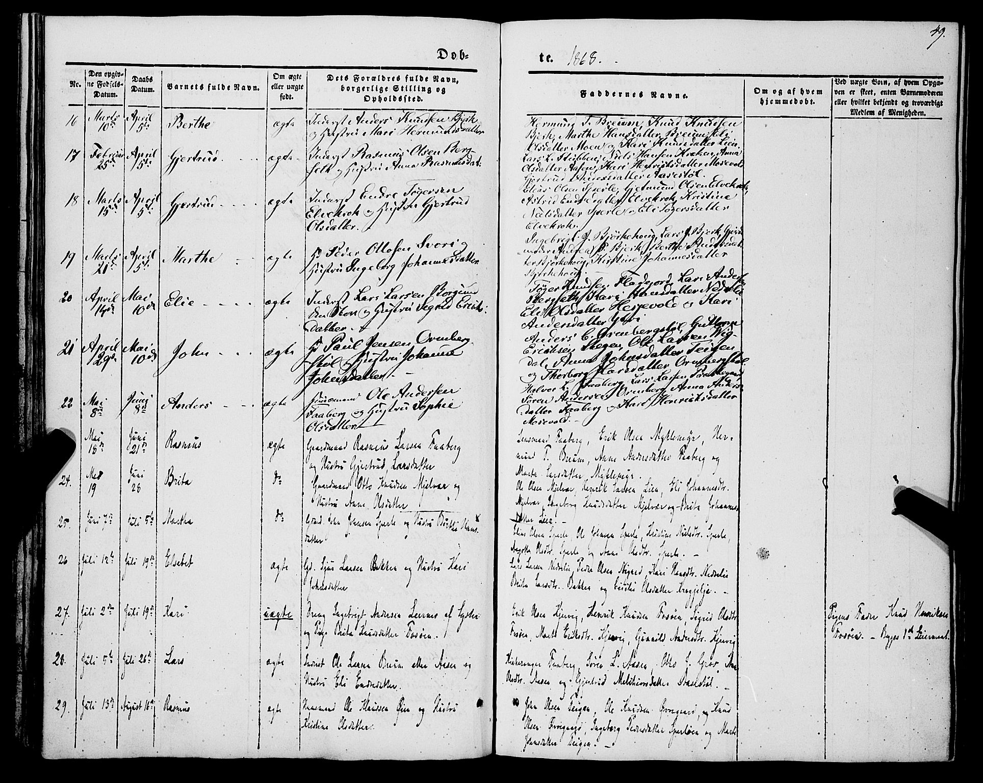 Jostedal sokneprestembete, AV/SAB-A-80601/H/Haa/Haaa/L0005: Parish register (official) no. A 5, 1849-1877, p. 49