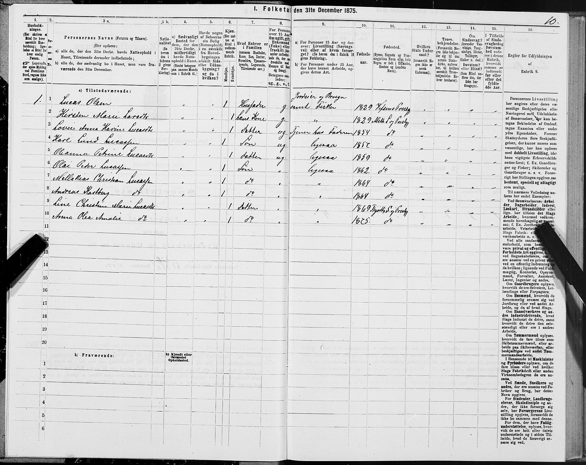 SAT, 1875 census for 1817P Tjøtta, 1875, p. 2010