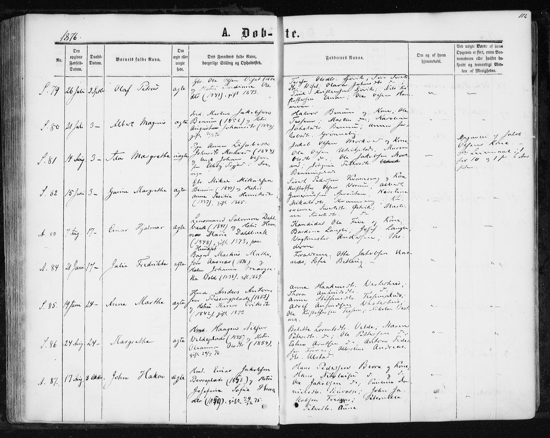 Ministerialprotokoller, klokkerbøker og fødselsregistre - Nord-Trøndelag, AV/SAT-A-1458/741/L0394: Parish register (official) no. 741A08, 1864-1877, p. 112