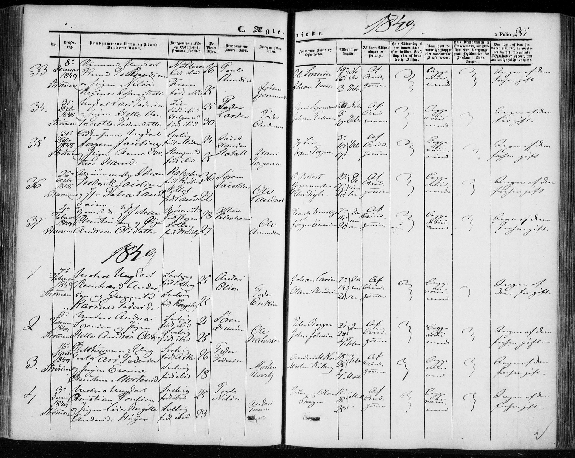 Hurum kirkebøker, SAKO/A-229/F/Fa/L0011: Parish register (official) no. 11, 1847-1860, p. 251