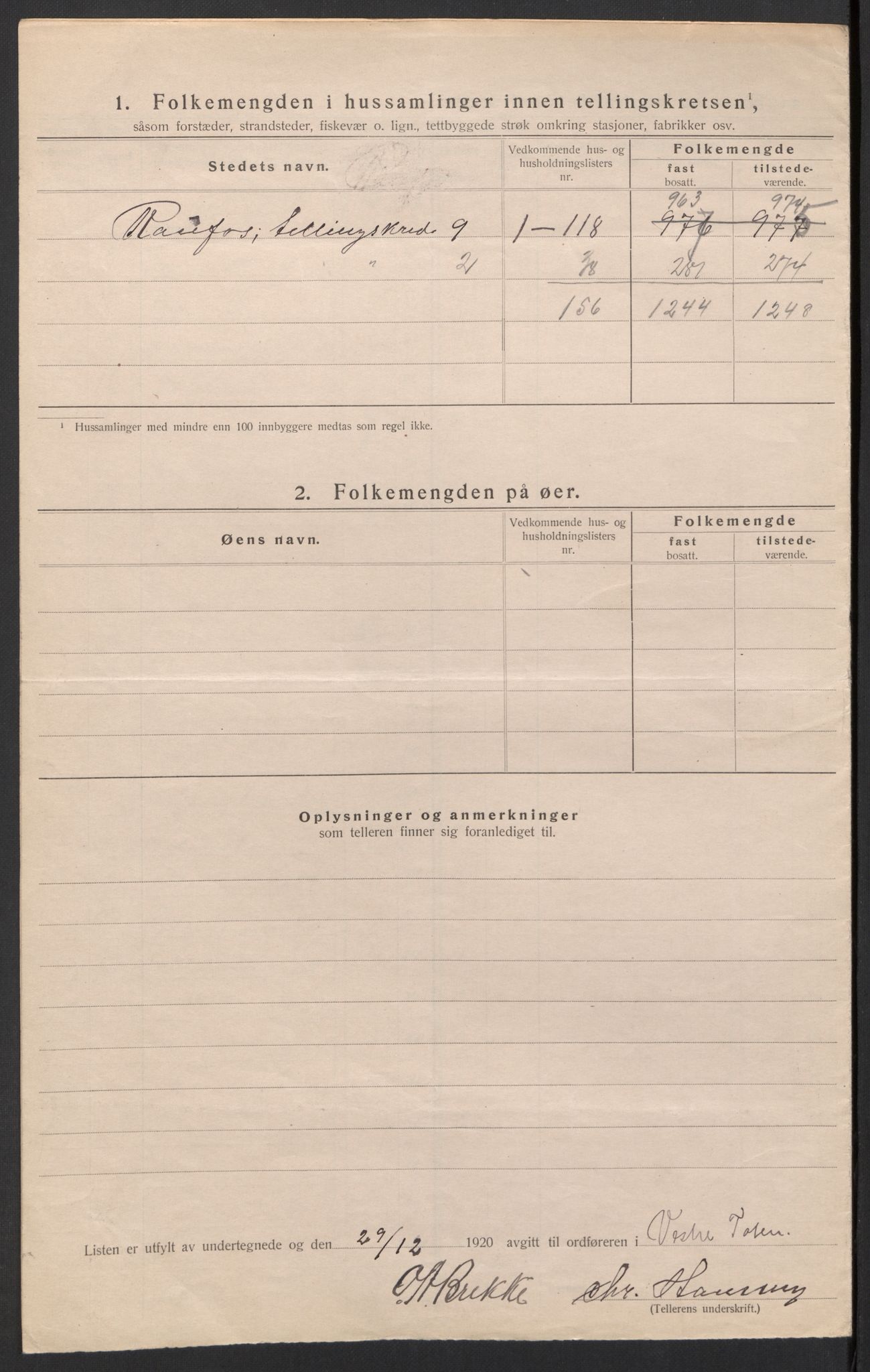 SAH, 1920 census for Vestre Toten, 1920, p. 43