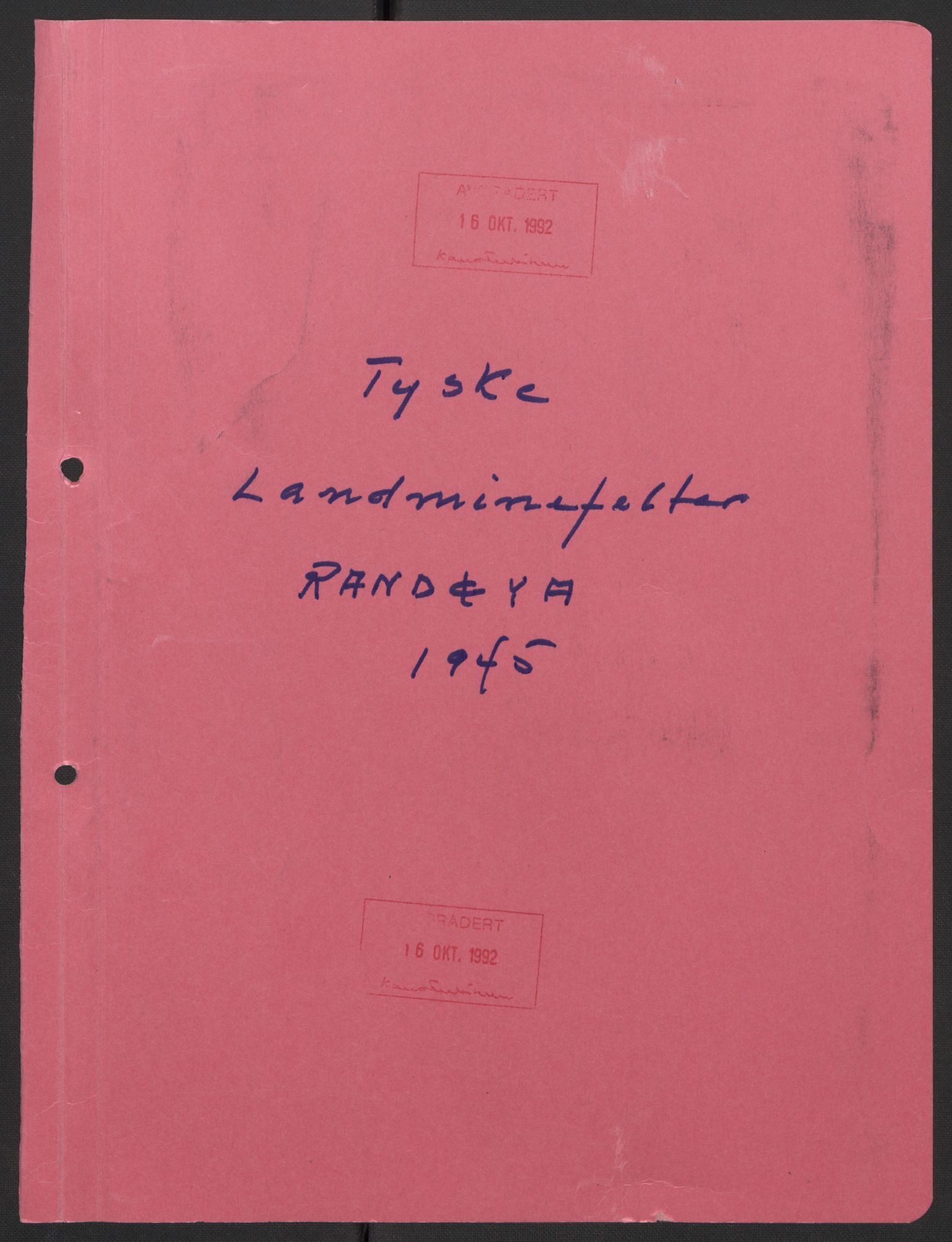 Forsvaret, Sørlandet sjøforsvarsdistrikt, RA/RAFA-3266/F/Fb/Fbf/L0323: Tyske landminefelter, 1945, p. 155