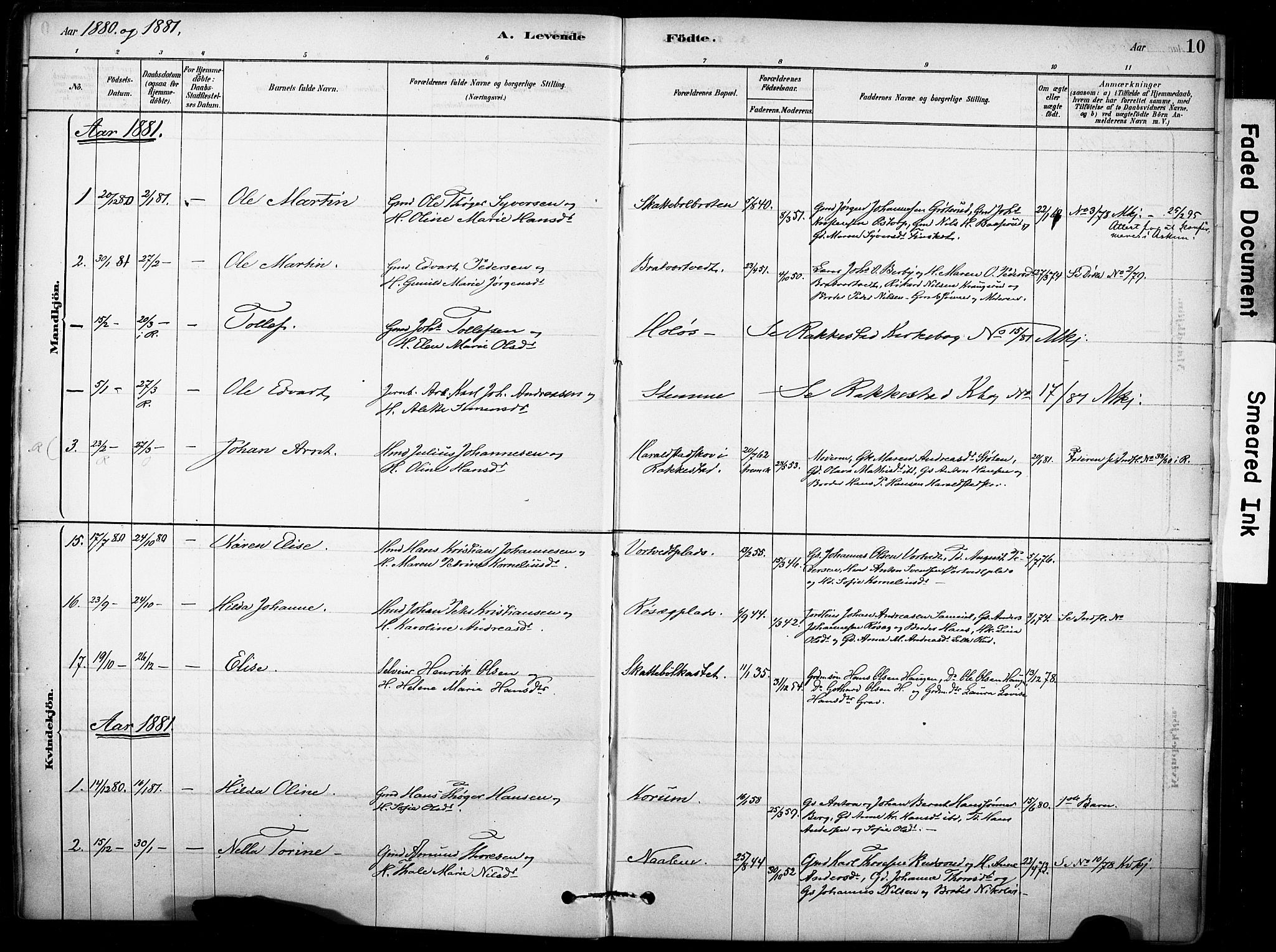 Rakkestad prestekontor Kirkebøker, AV/SAO-A-2008/F/Fc/L0001: Parish register (official) no. III 1, 1878-1905, p. 10