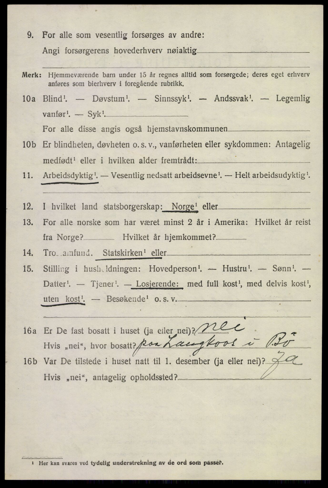 SAKO, 1920 census for Bø (Telemark), 1920, p. 2827