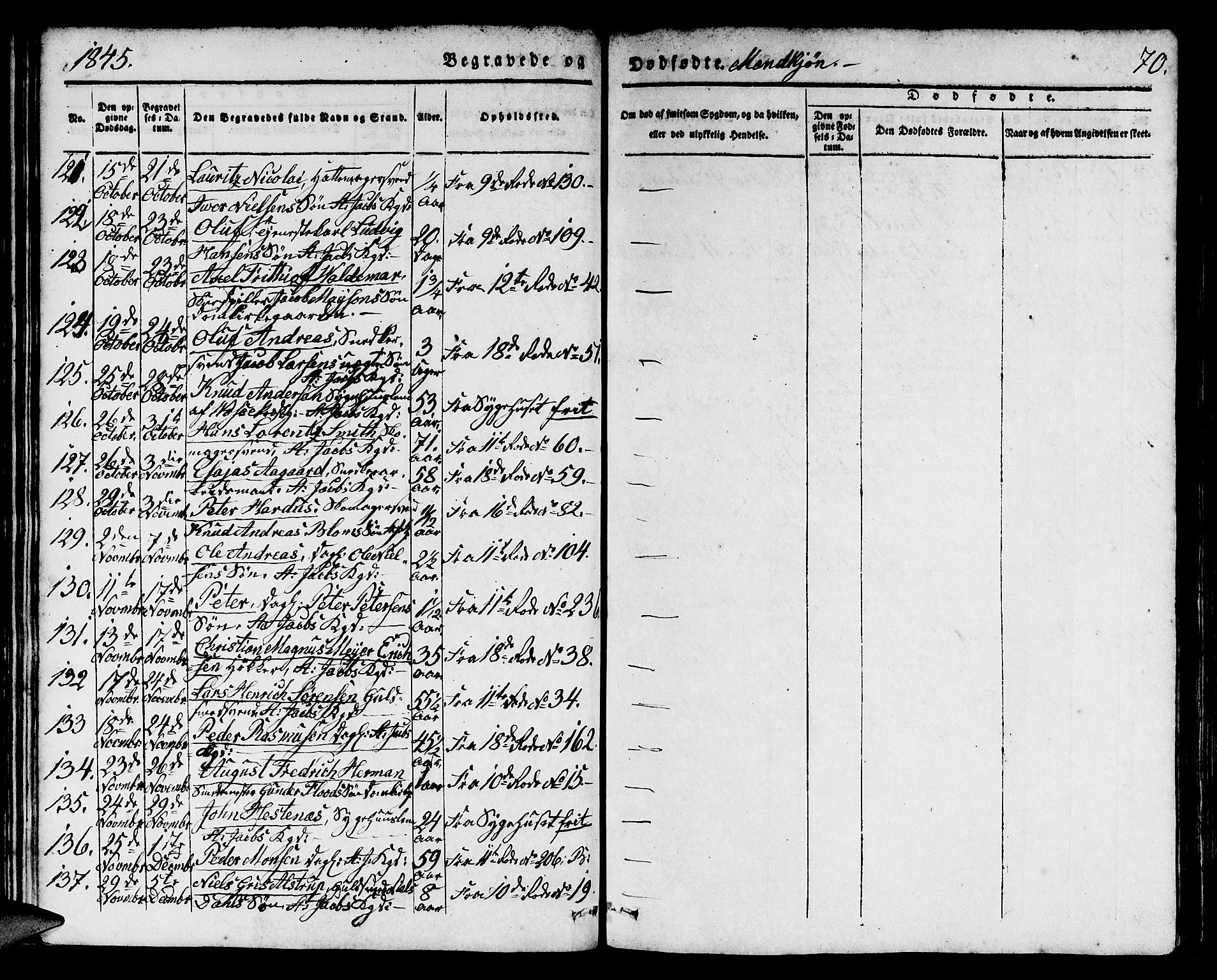 Domkirken sokneprestembete, AV/SAB-A-74801/H/Hab/L0037: Parish register (copy) no. E 1, 1836-1848, p. 70