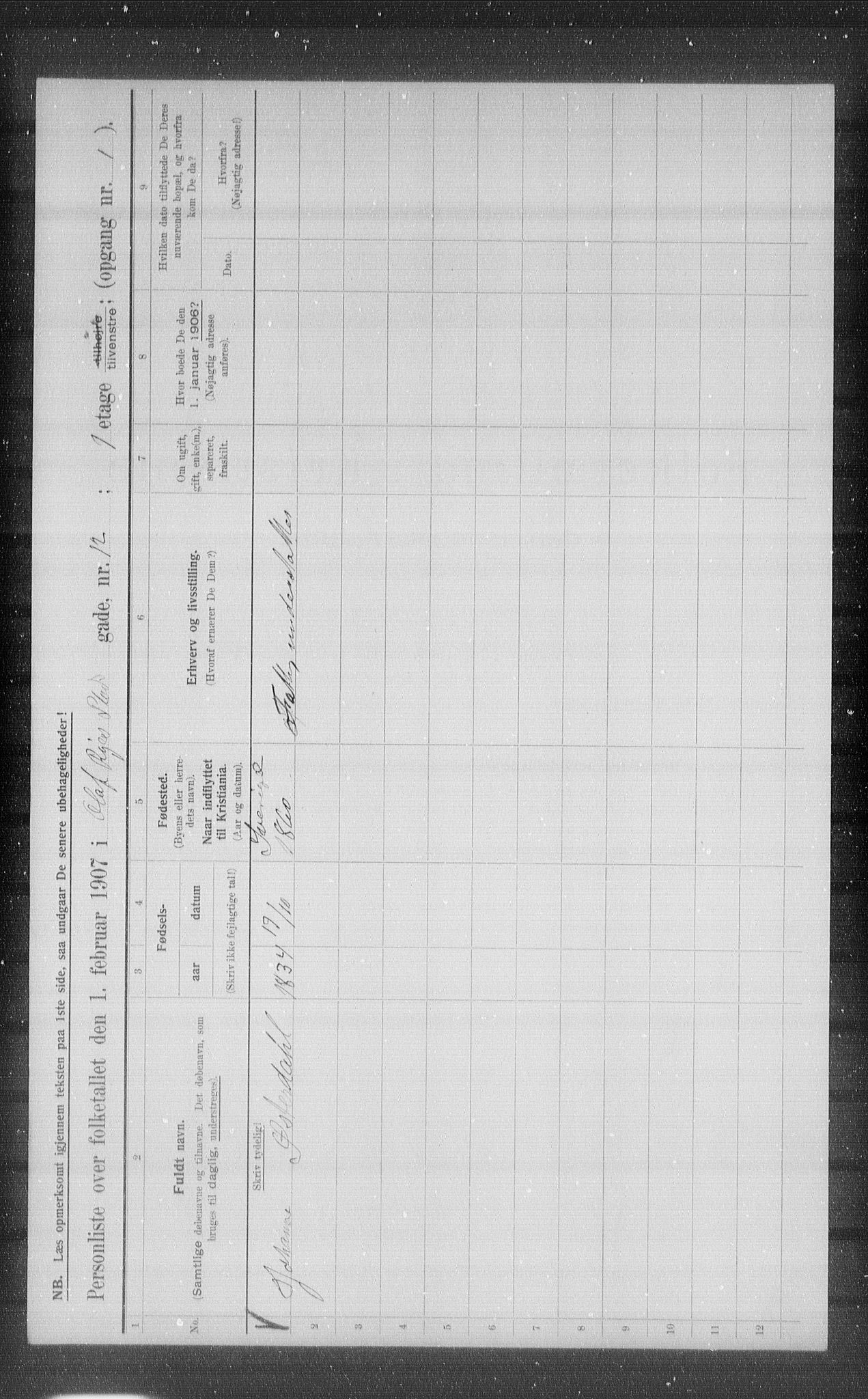 OBA, Municipal Census 1907 for Kristiania, 1907, p. 38592