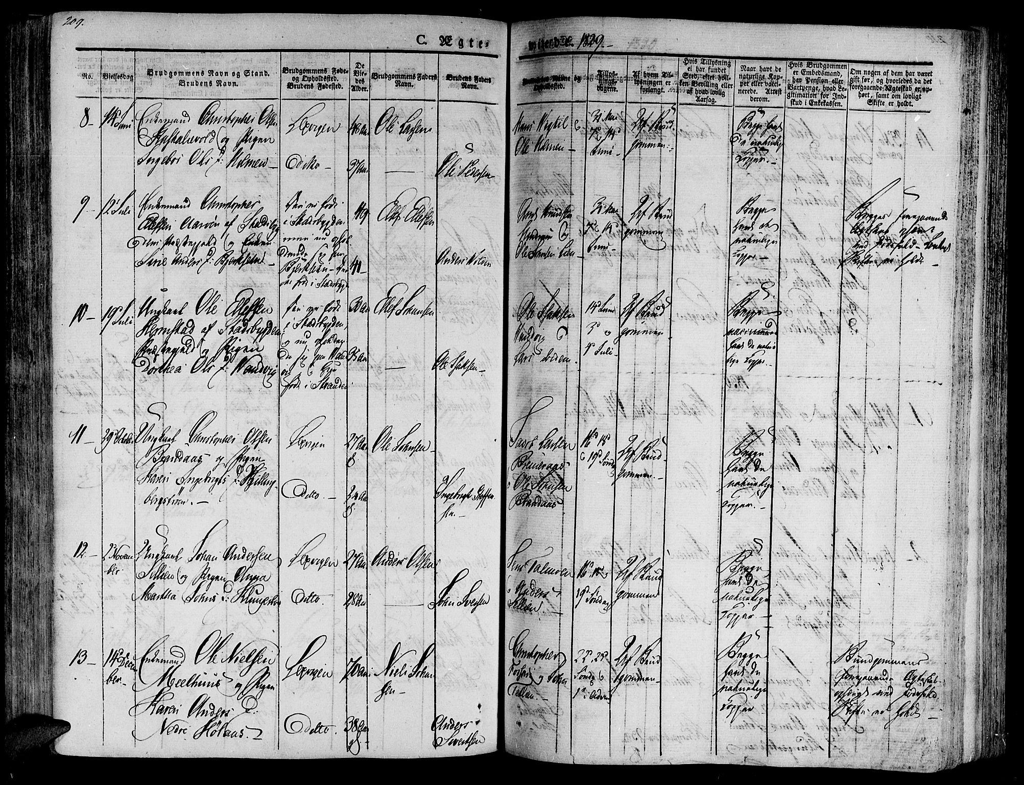 Ministerialprotokoller, klokkerbøker og fødselsregistre - Nord-Trøndelag, SAT/A-1458/701/L0006: Parish register (official) no. 701A06, 1825-1841, p. 209