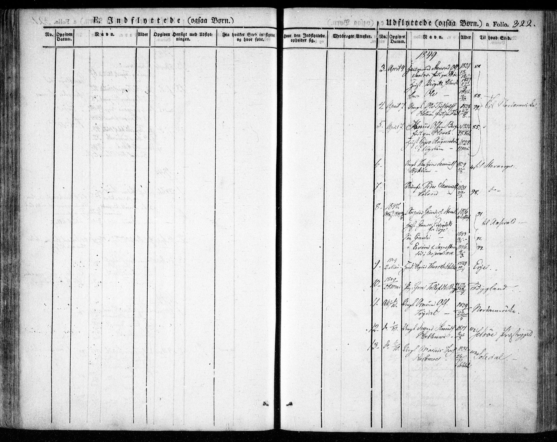 Valle sokneprestkontor, AV/SAK-1111-0044/F/Fa/Fac/L0006: Parish register (official) no. A 6, 1831-1853, p. 322