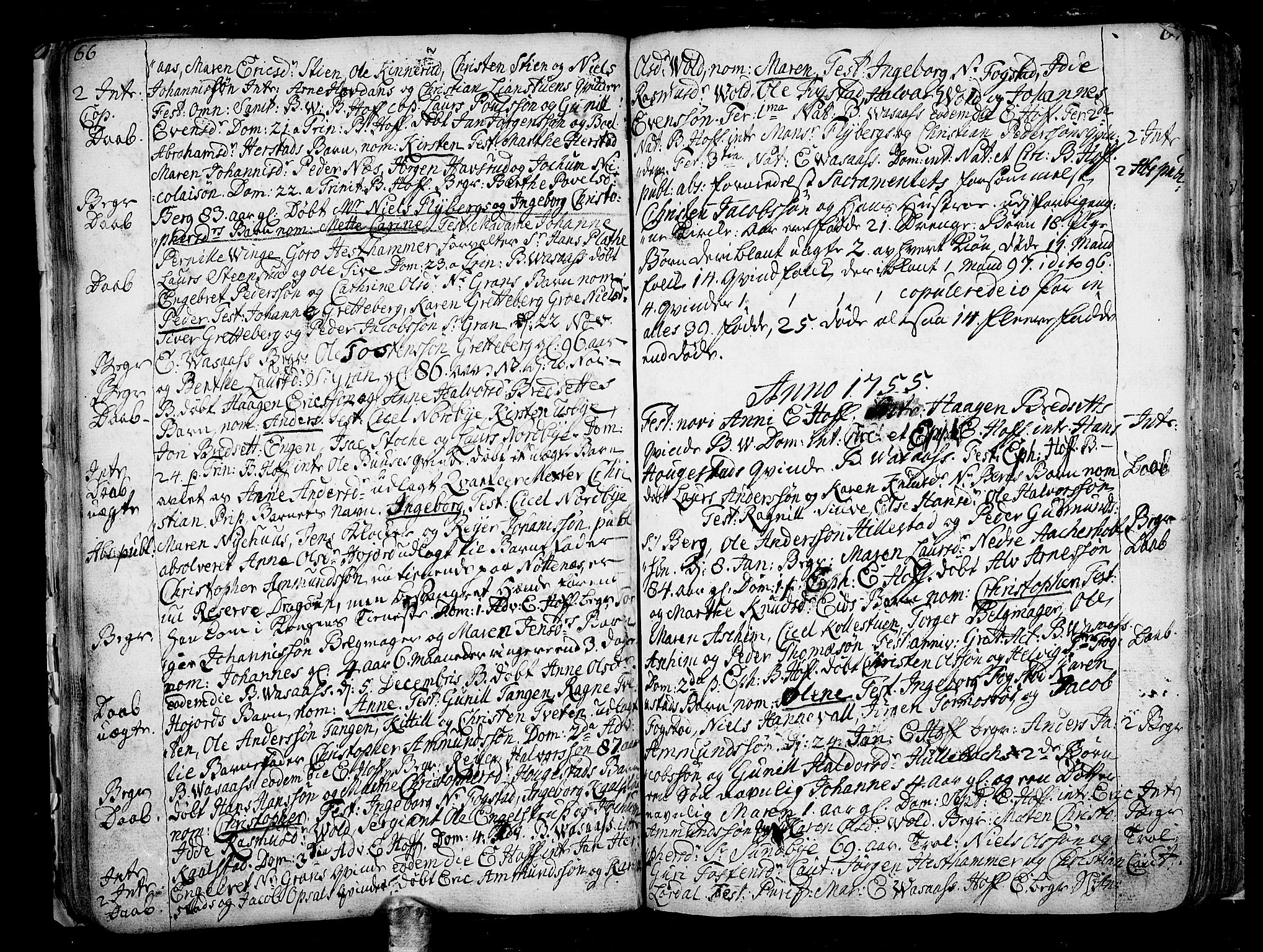 Hof kirkebøker, AV/SAKO-A-64/F/Fa/L0002: Parish register (official) no. I 2, 1746-1781, p. 66-67