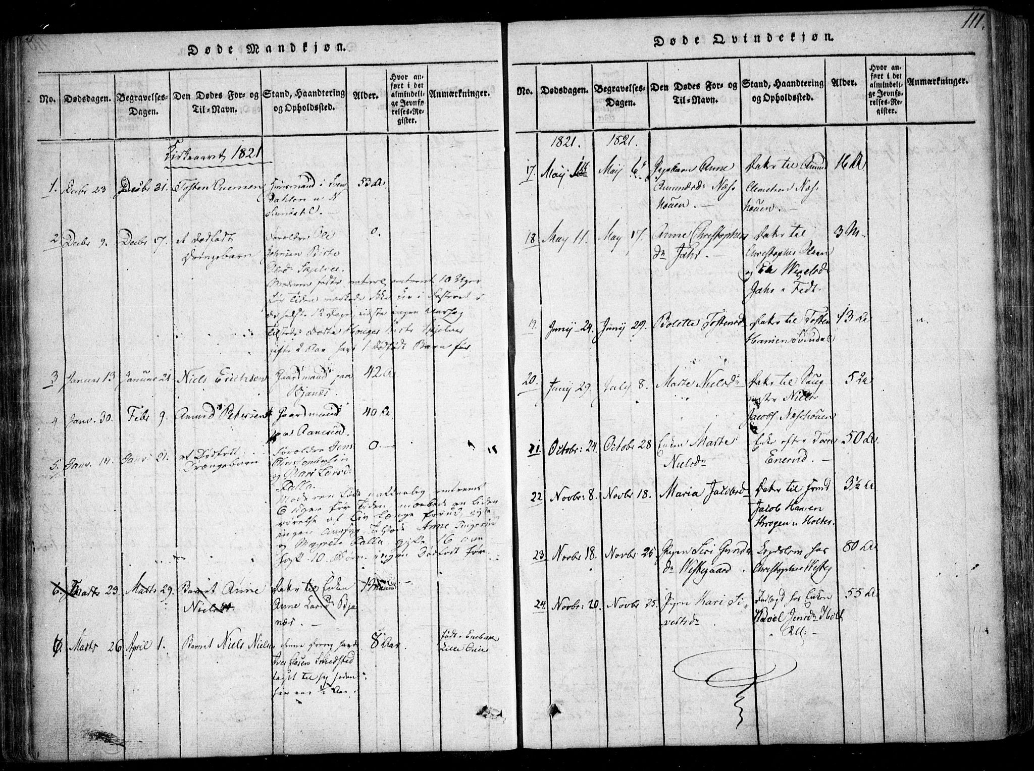 Fet prestekontor Kirkebøker, AV/SAO-A-10370a/F/Fa/L0008: Parish register (official) no. I 8, 1815-1842, p. 111