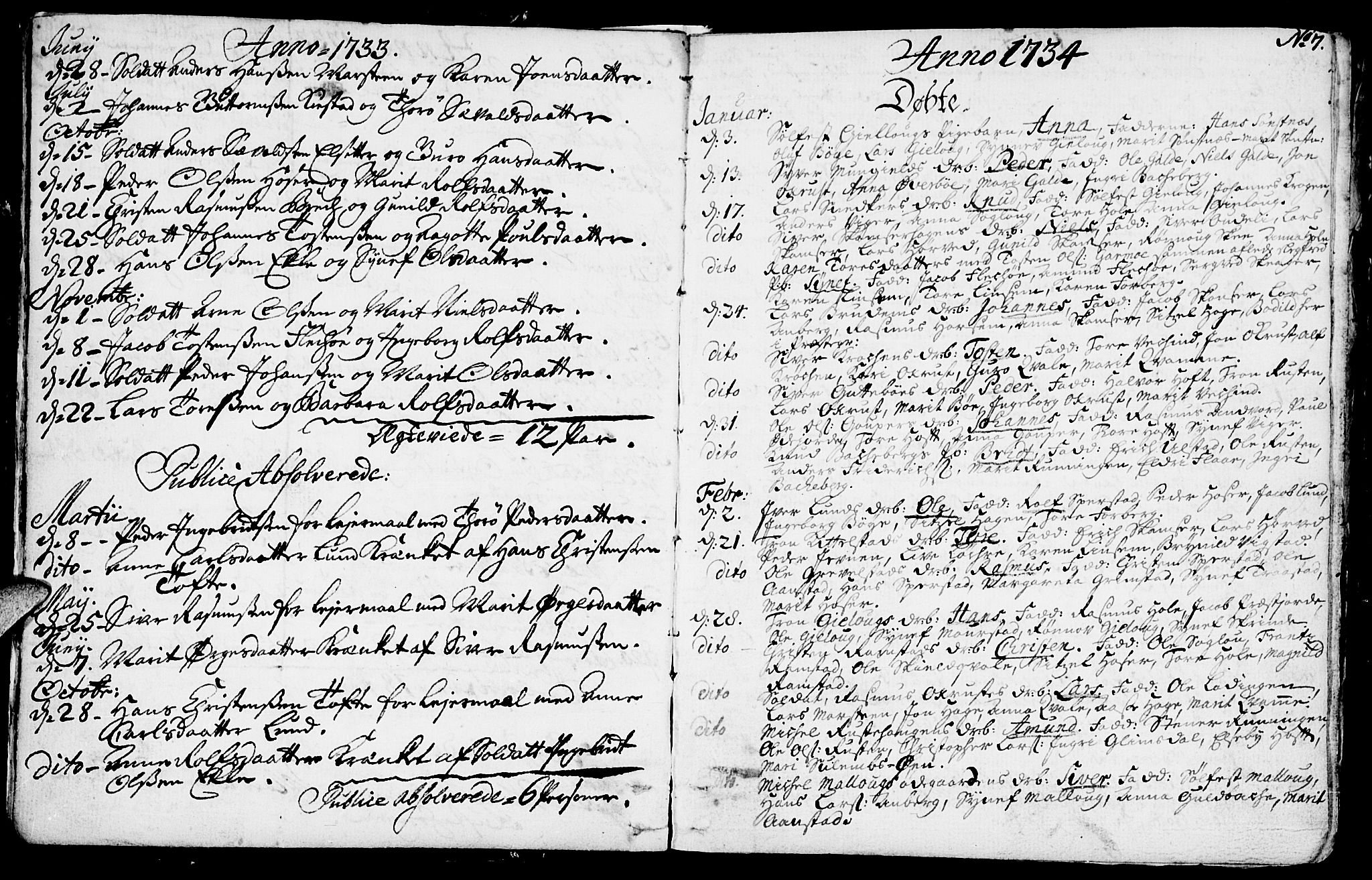 Lom prestekontor, SAH/PREST-070/K/L0001: Parish register (official) no. 1, 1733-1748, p. 7