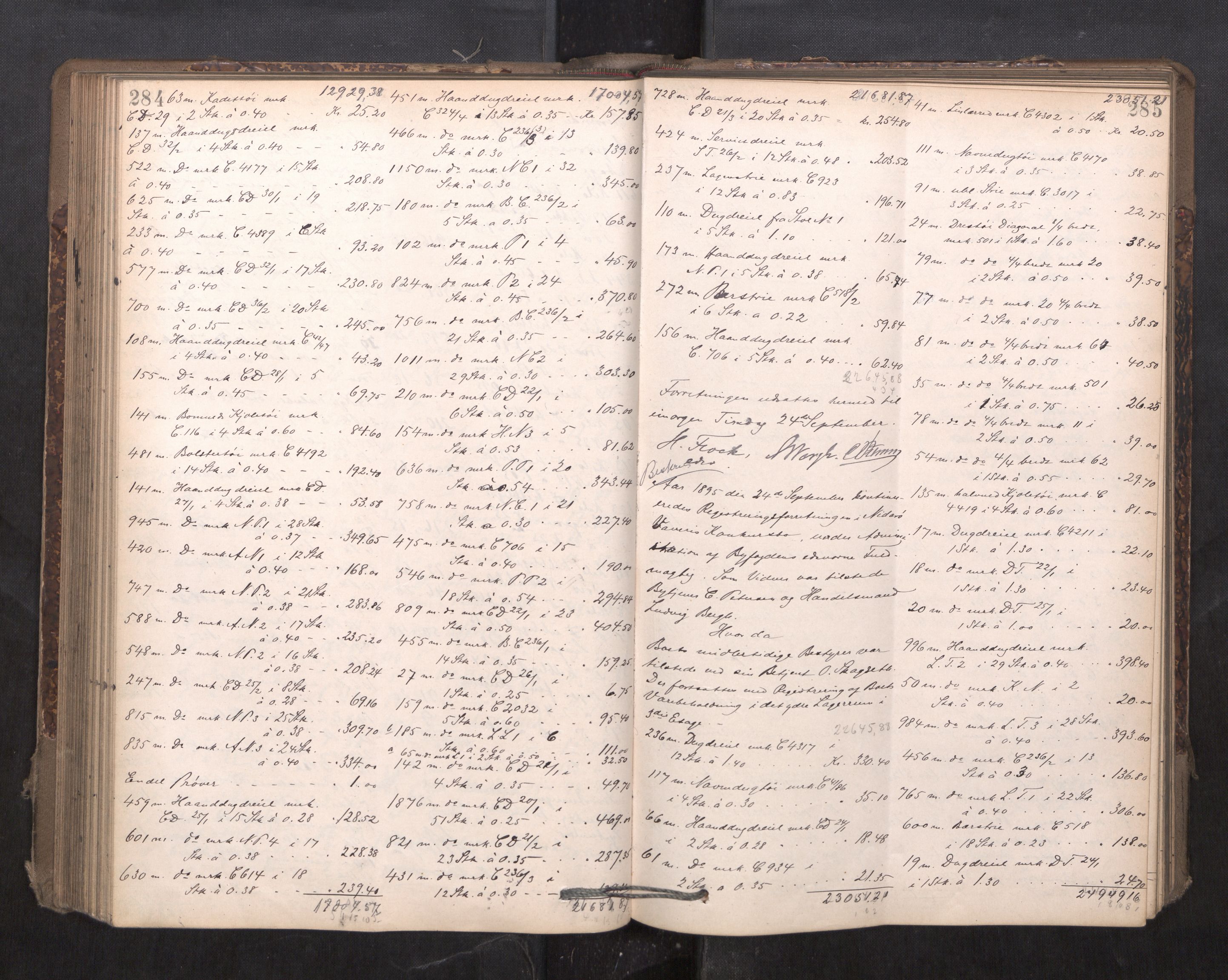 Trondheim byfogd, AV/SAT-A-0003/1/3/3C/L0015: Skifteregistreringsprotokoll - 24/2-21/3 (u/ register), 1893-1899, p. 284-285