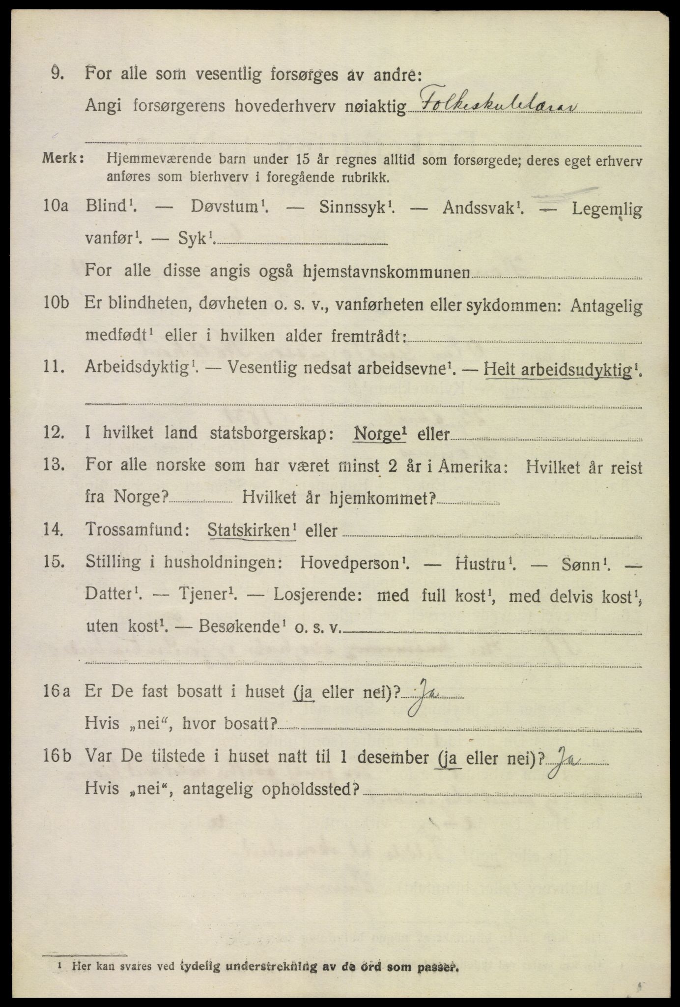 SAK, 1920 census for Hornnes, 1920, p. 1828