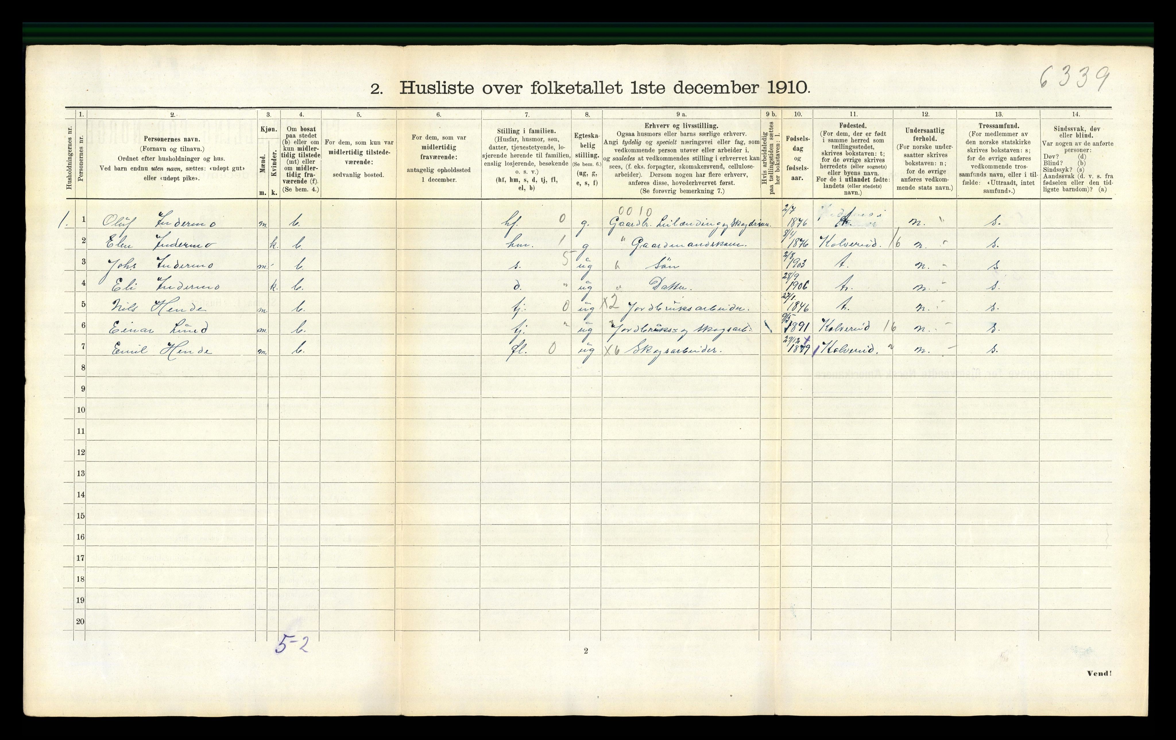 RA, 1910 census for Fosnes, 1910, p. 68