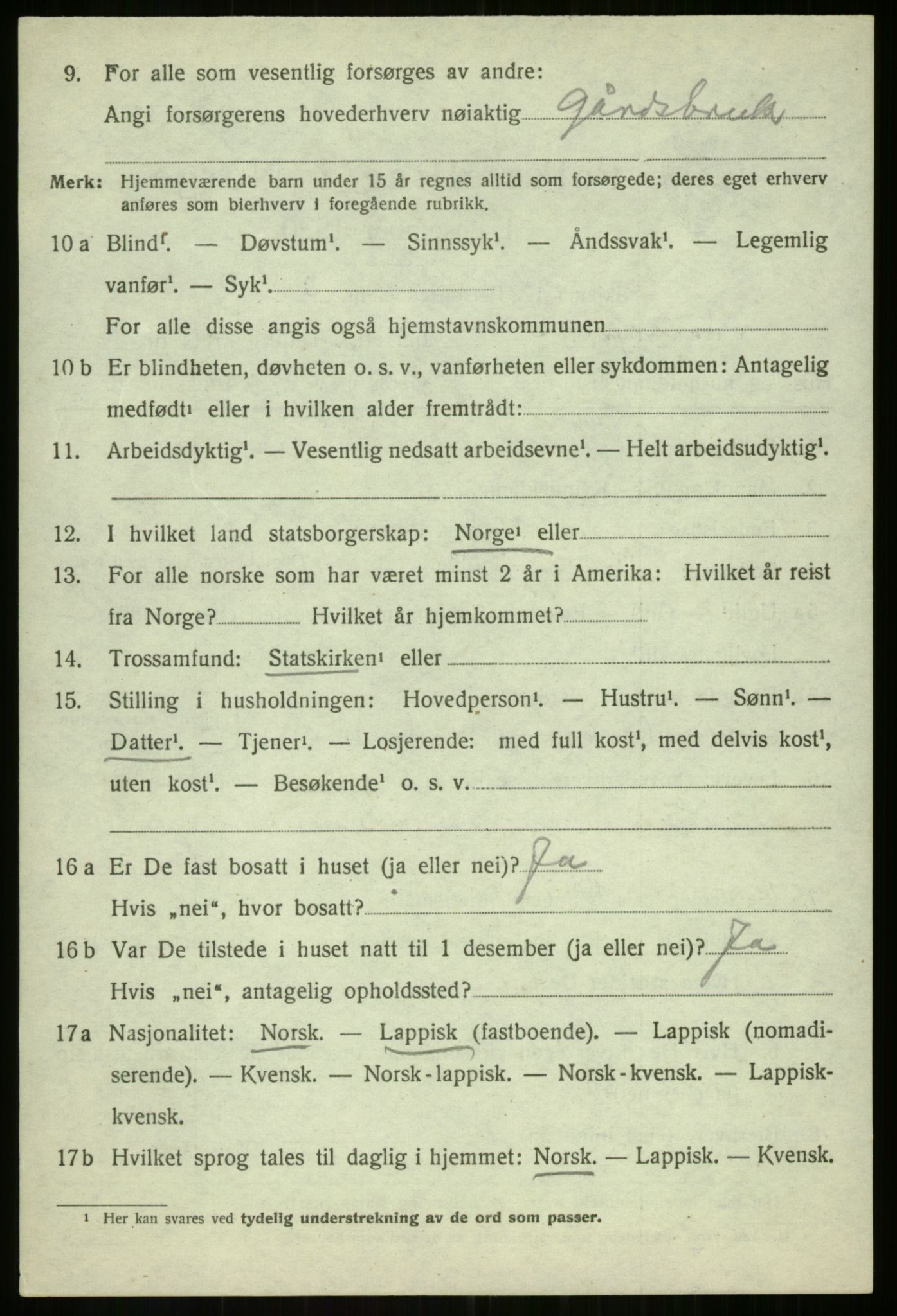 SATØ, 1920 census for Balsfjord, 1920, p. 3187