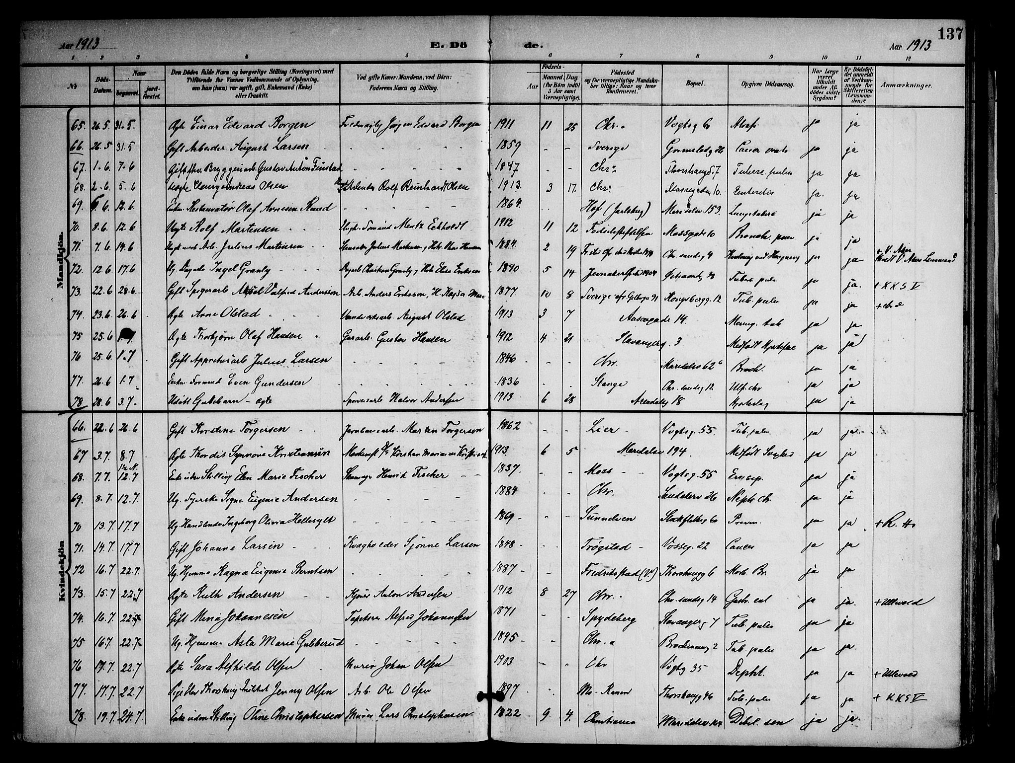 Sagene prestekontor Kirkebøker, AV/SAO-A-10796/F/L0006: Parish register (official) no. 6, 1898-1923, p. 137
