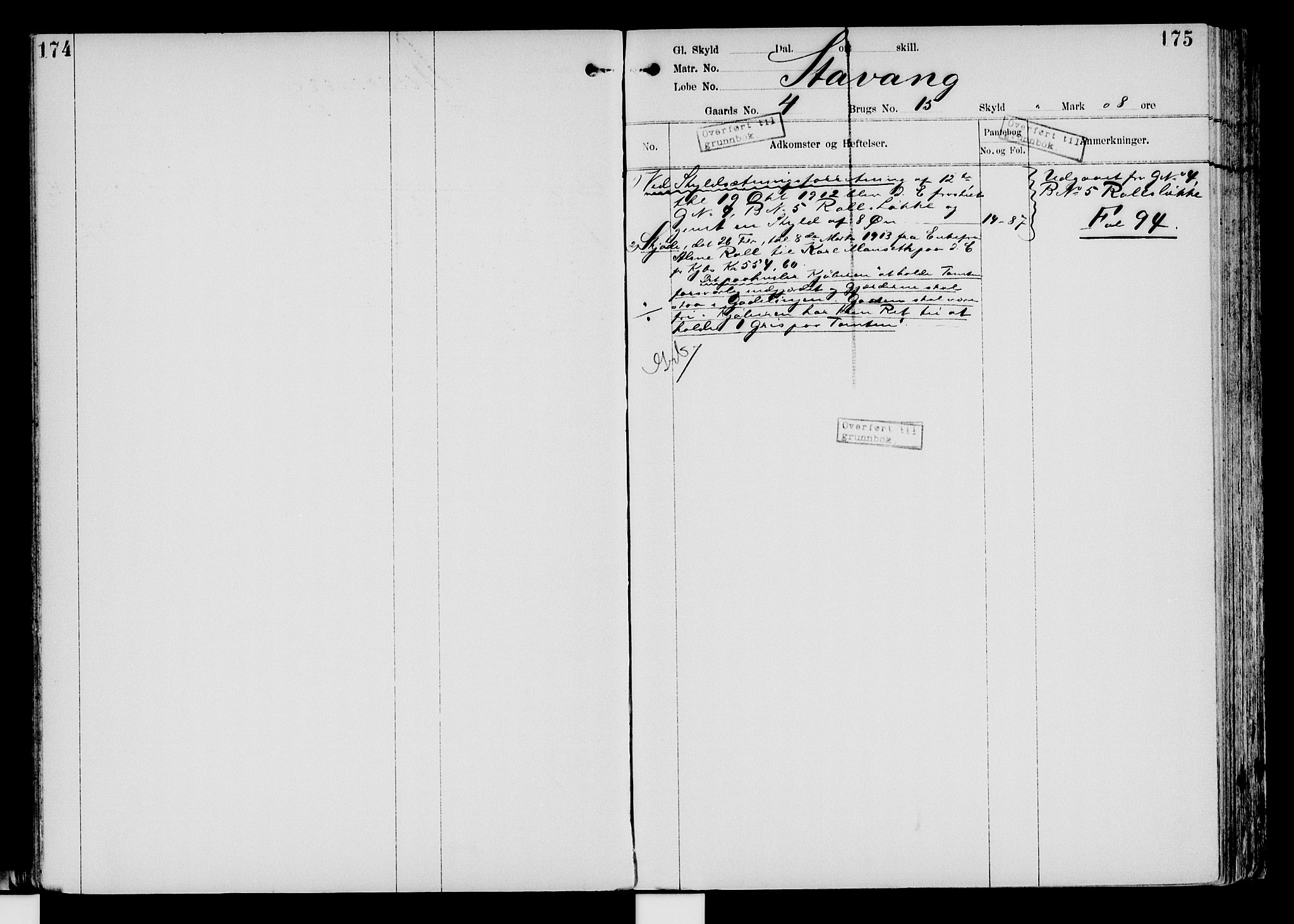 Nord-Hedmark sorenskriveri, SAH/TING-012/H/Ha/Had/Hade/L0004: Mortgage register no. 4.4, 1910-1940, p. 174-175