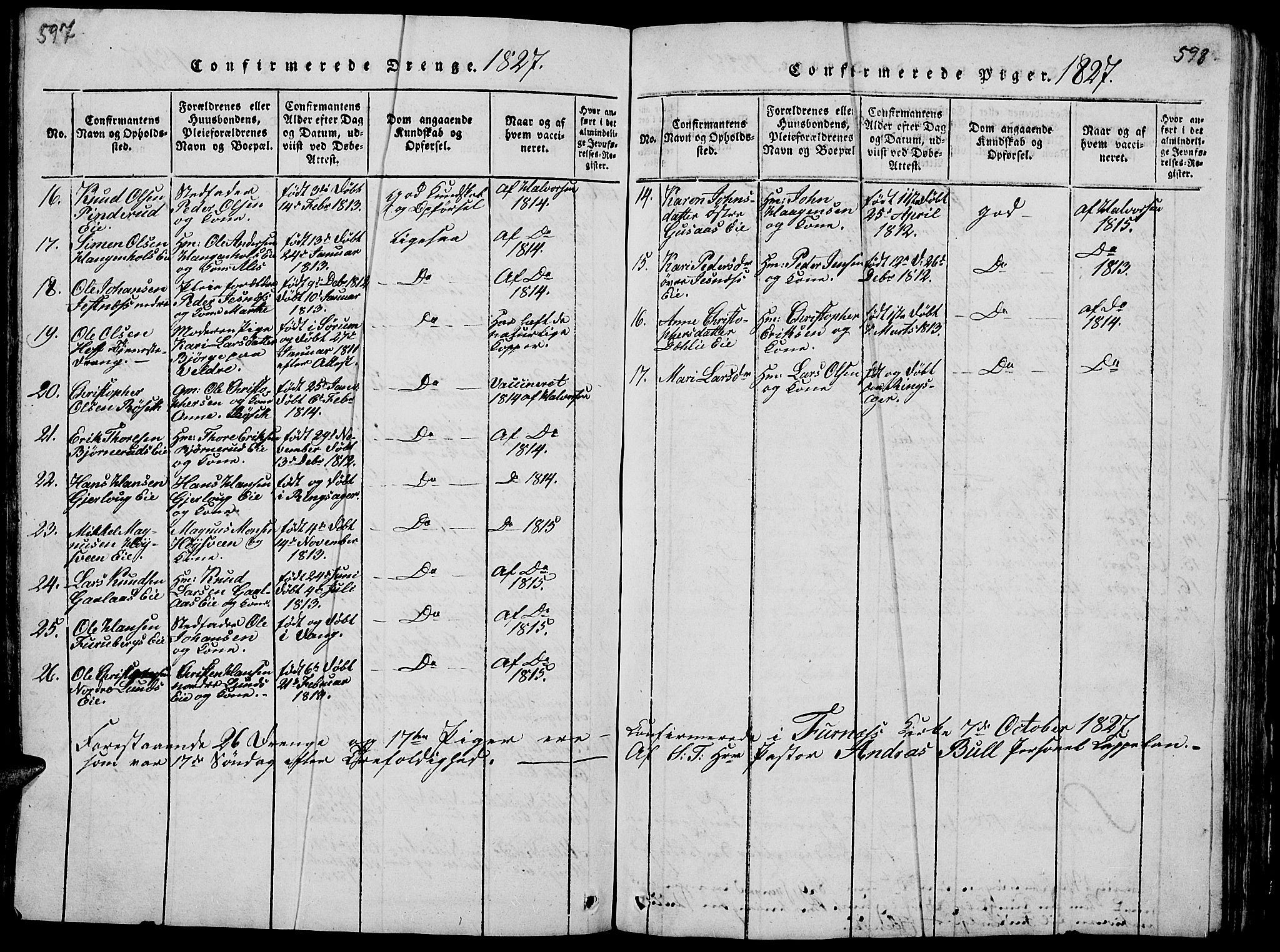 Vang prestekontor, Hedmark, SAH/PREST-008/H/Ha/Hab/L0005: Parish register (copy) no. 5, 1815-1836, p. 597-598