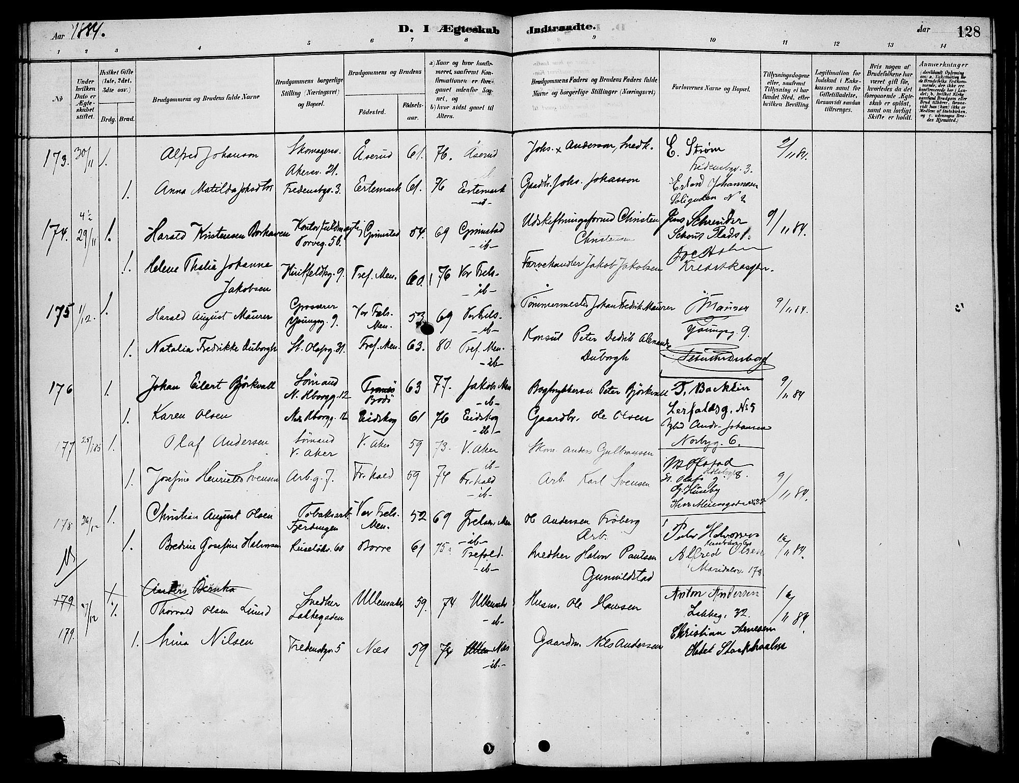 Trefoldighet prestekontor Kirkebøker, AV/SAO-A-10882/H/Ha/L0003: Banns register no. 3, 1878-1888, p. 128