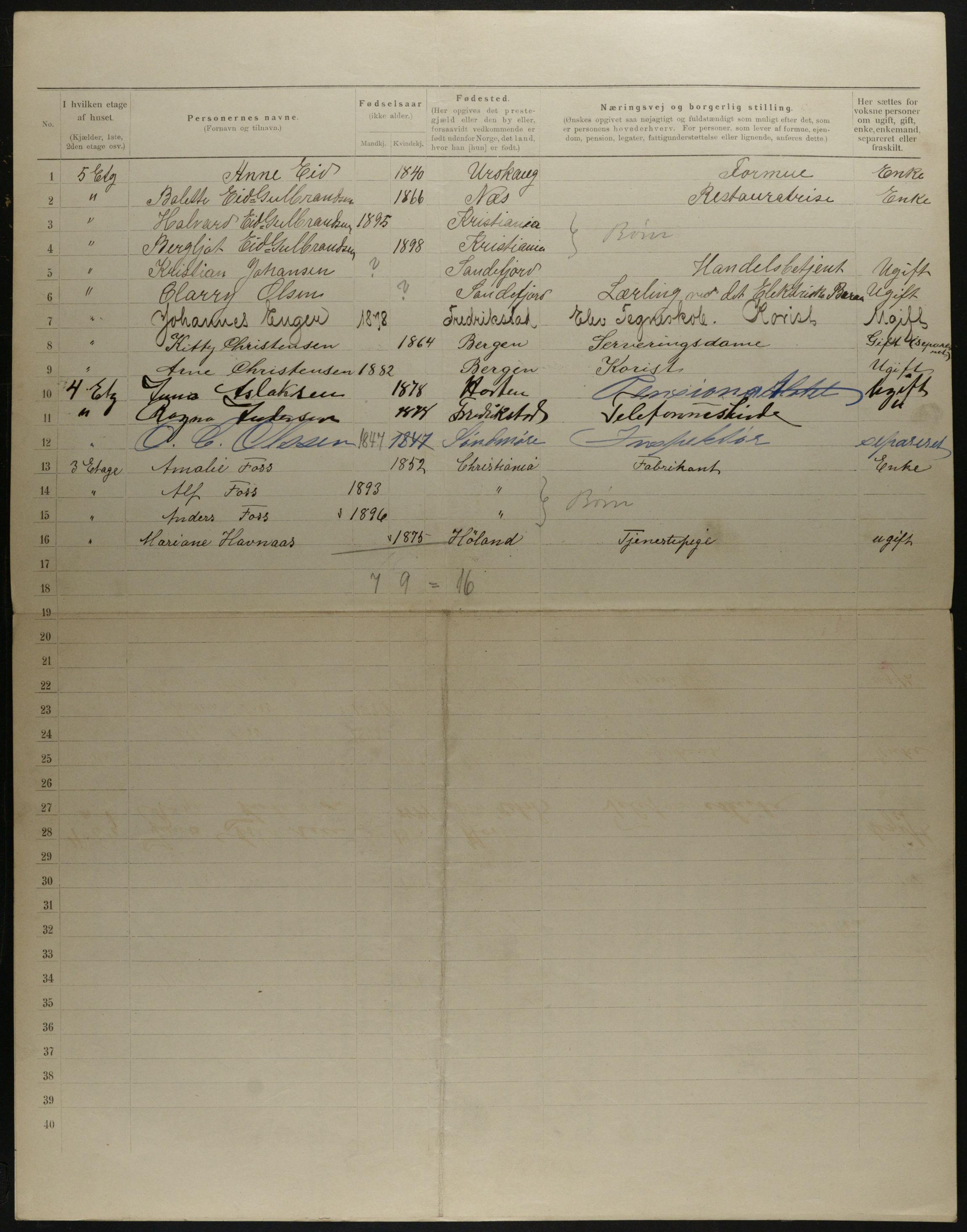 OBA, Municipal Census 1901 for Kristiania, 1901, p. 12893