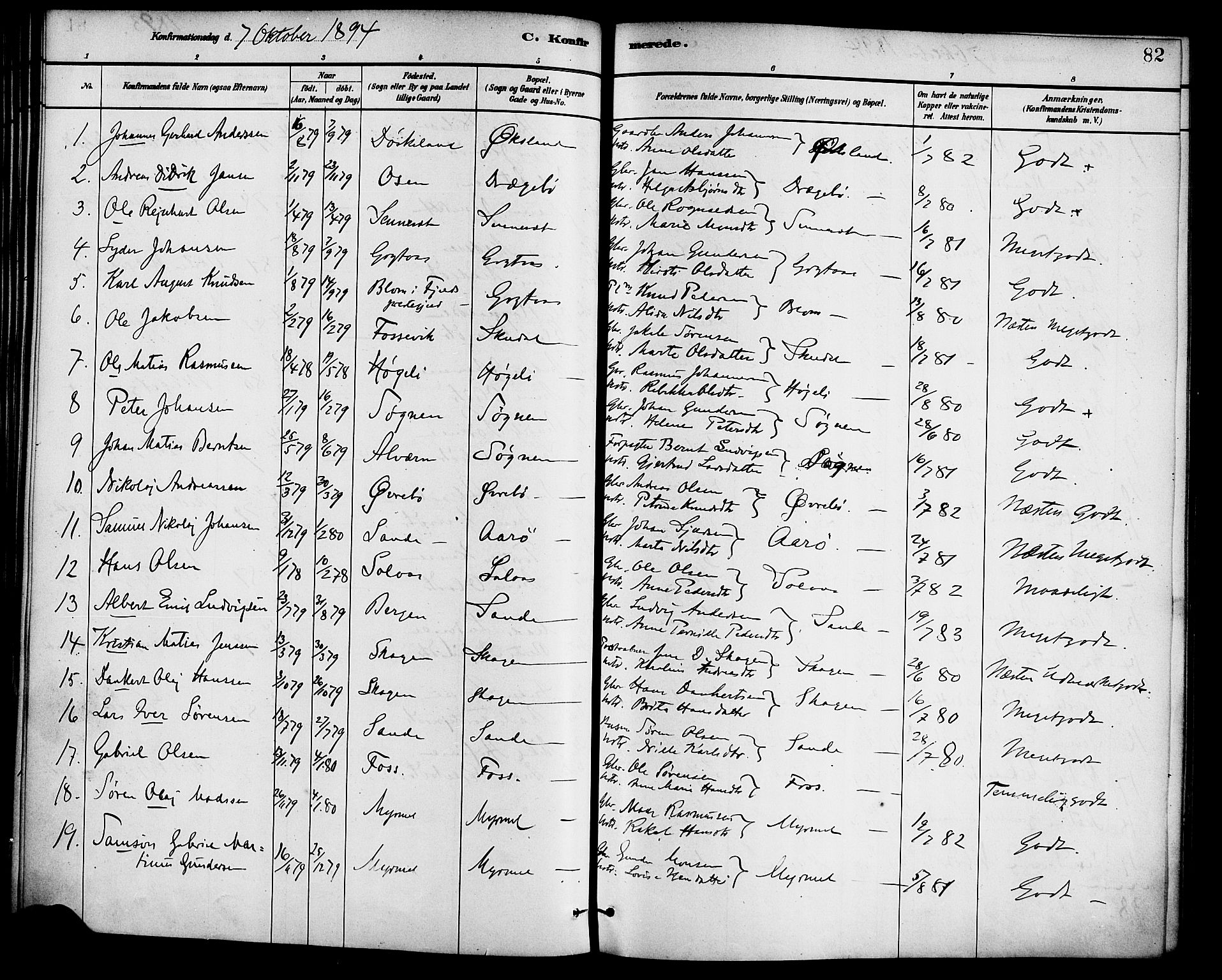 Gaular sokneprestembete, SAB/A-80001/H/Haa: Parish register (official) no. B 1, 1882-1897, p. 82