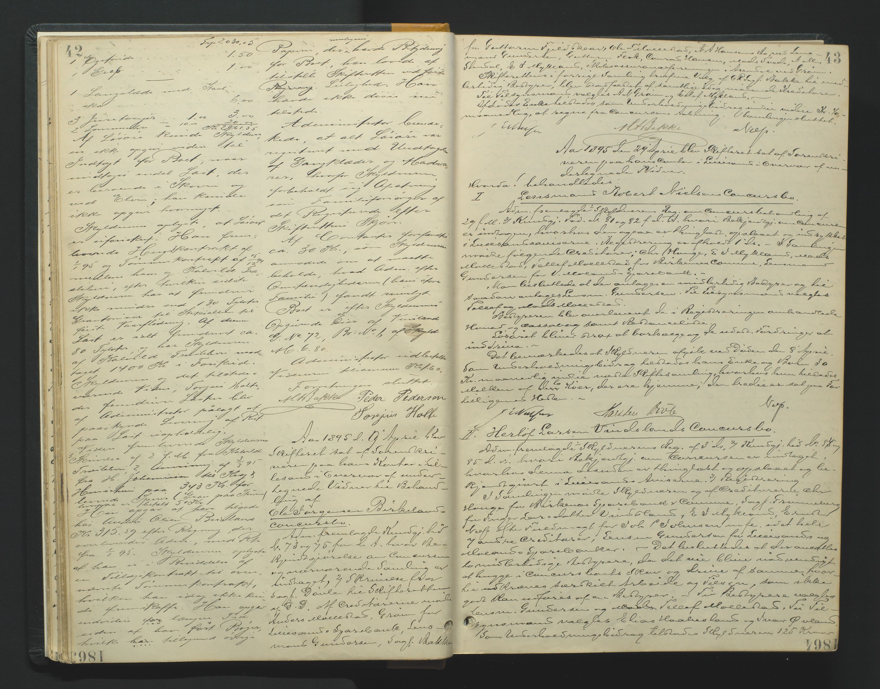 Vestre Nedenes/Sand sorenskriveri, AV/SAK-1221-0010/H/Hc/L0007: Skifteforhandlingsprotokoll nr. 5, 1894-1916, p. 42-43