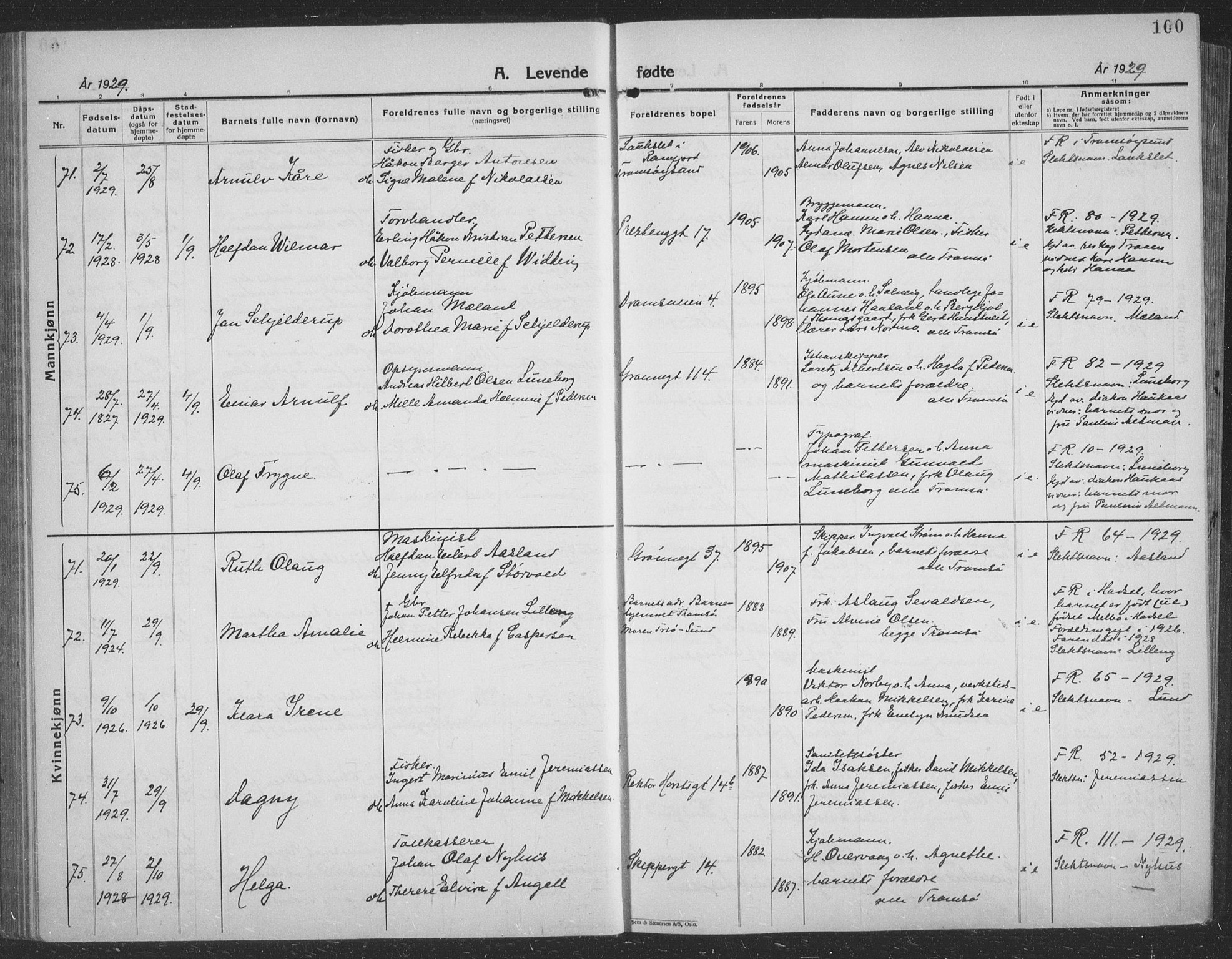 Tromsø sokneprestkontor/stiftsprosti/domprosti, SATØ/S-1343/G/Gb/L0010klokker: Parish register (copy) no. 10, 1925-1937, p. 100