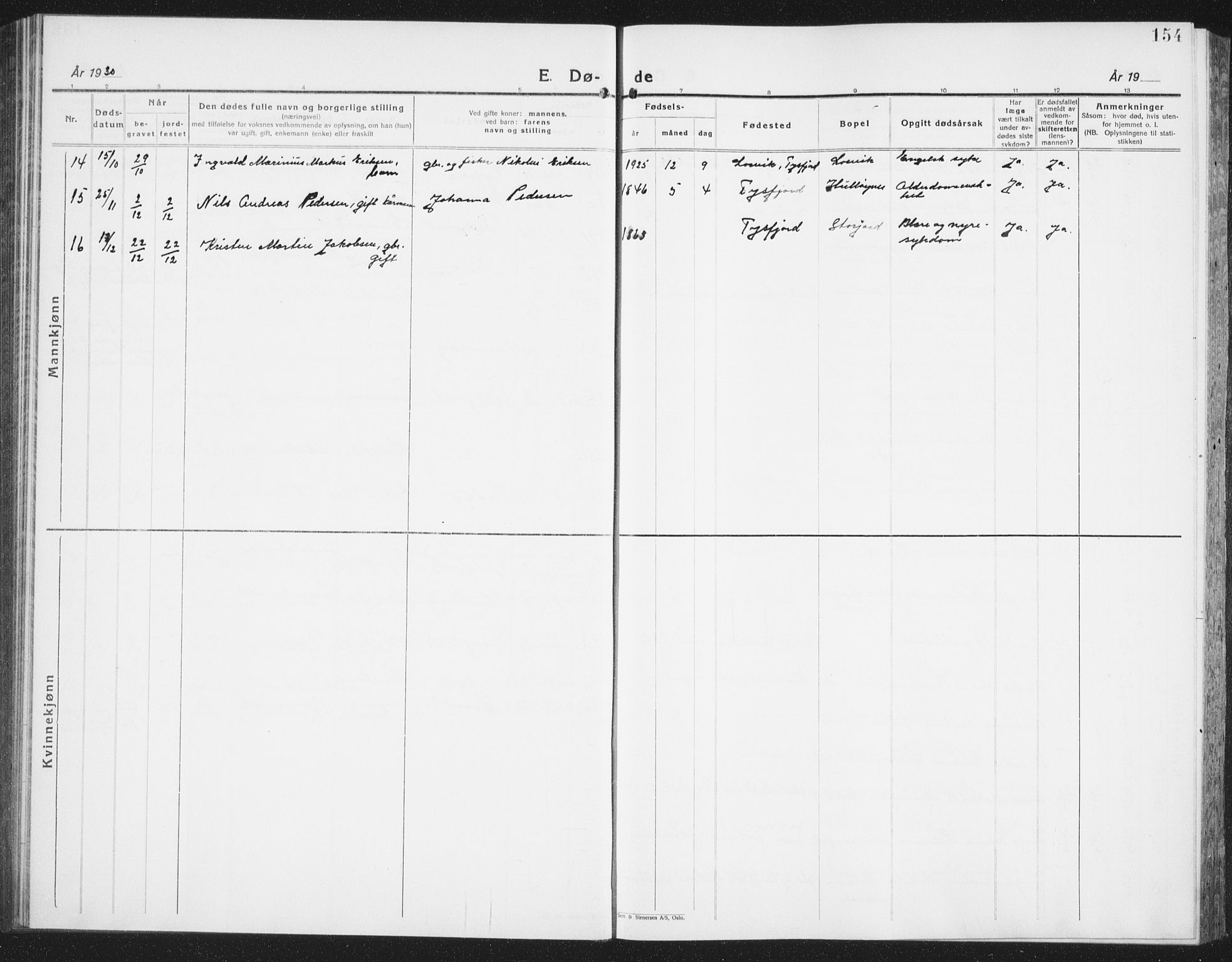Ministerialprotokoller, klokkerbøker og fødselsregistre - Nordland, SAT/A-1459/861/L0879: Parish register (copy) no. 861C05, 1926-1939, p. 154