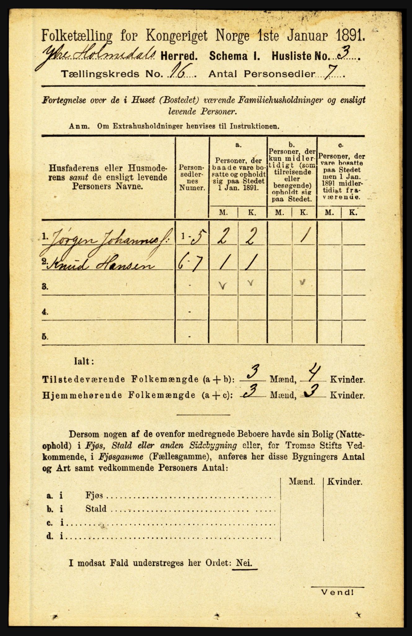 RA, 1891 census for 1429 Ytre Holmedal, 1891, p. 4198