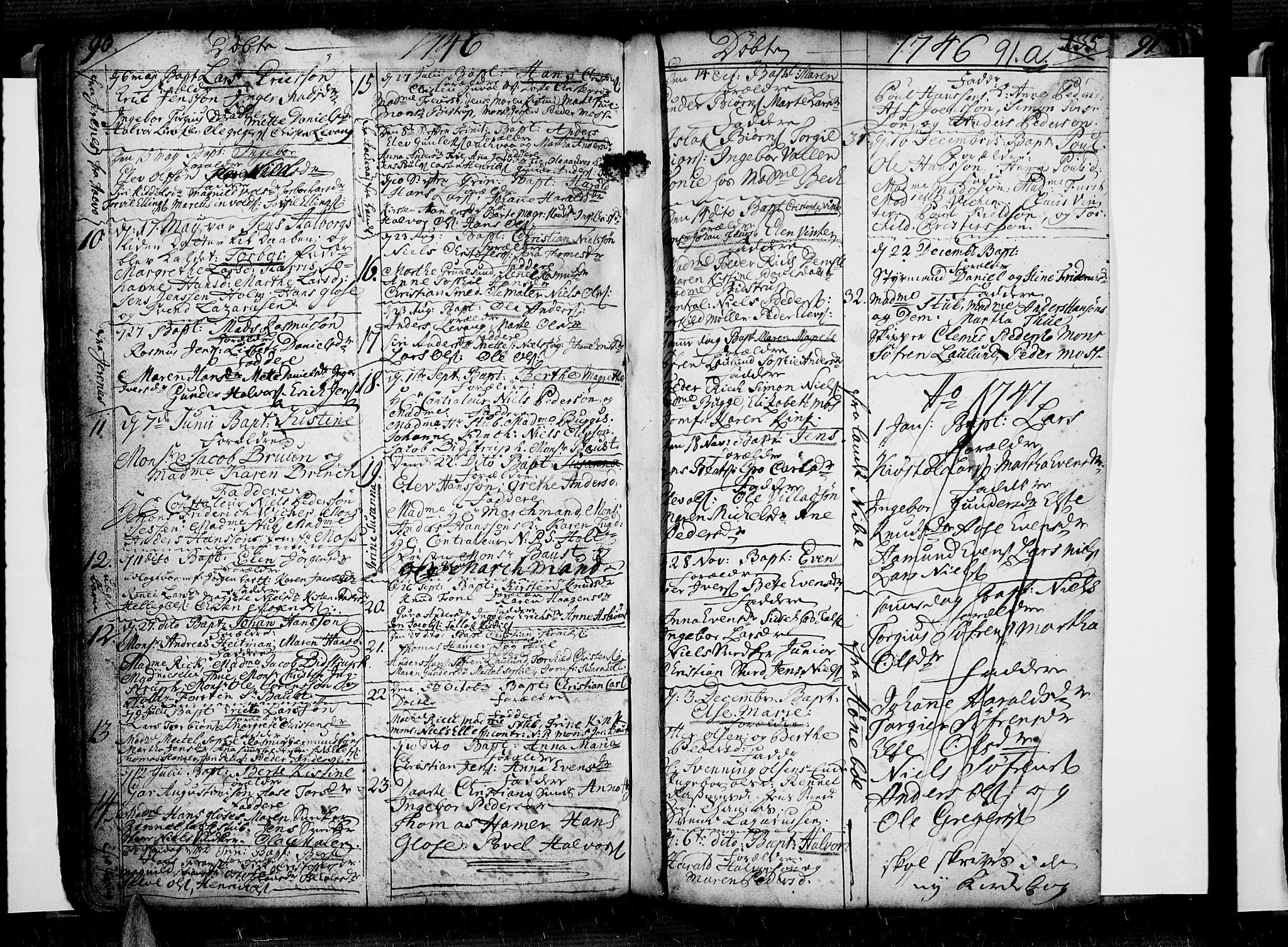 Risør sokneprestkontor, SAK/1111-0035/F/Fb/L0001: Parish register (copy) no. B 1, 1716-1747, p. 90-91