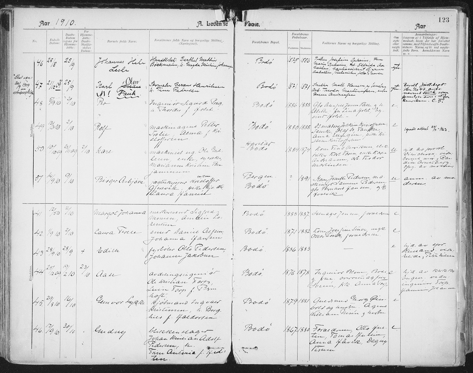 Ministerialprotokoller, klokkerbøker og fødselsregistre - Nordland, SAT/A-1459/801/L0011: Parish register (official) no. 801A11, 1900-1916, p. 123