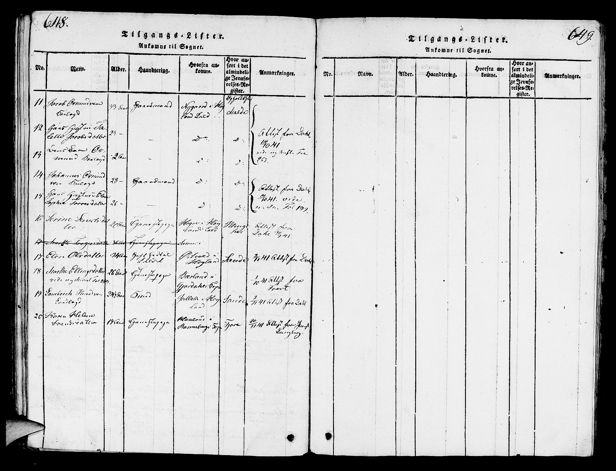 Håland sokneprestkontor, AV/SAST-A-101802/001/30BA/L0004: Parish register (official) no. A 4, 1815-1829, p. 648-649