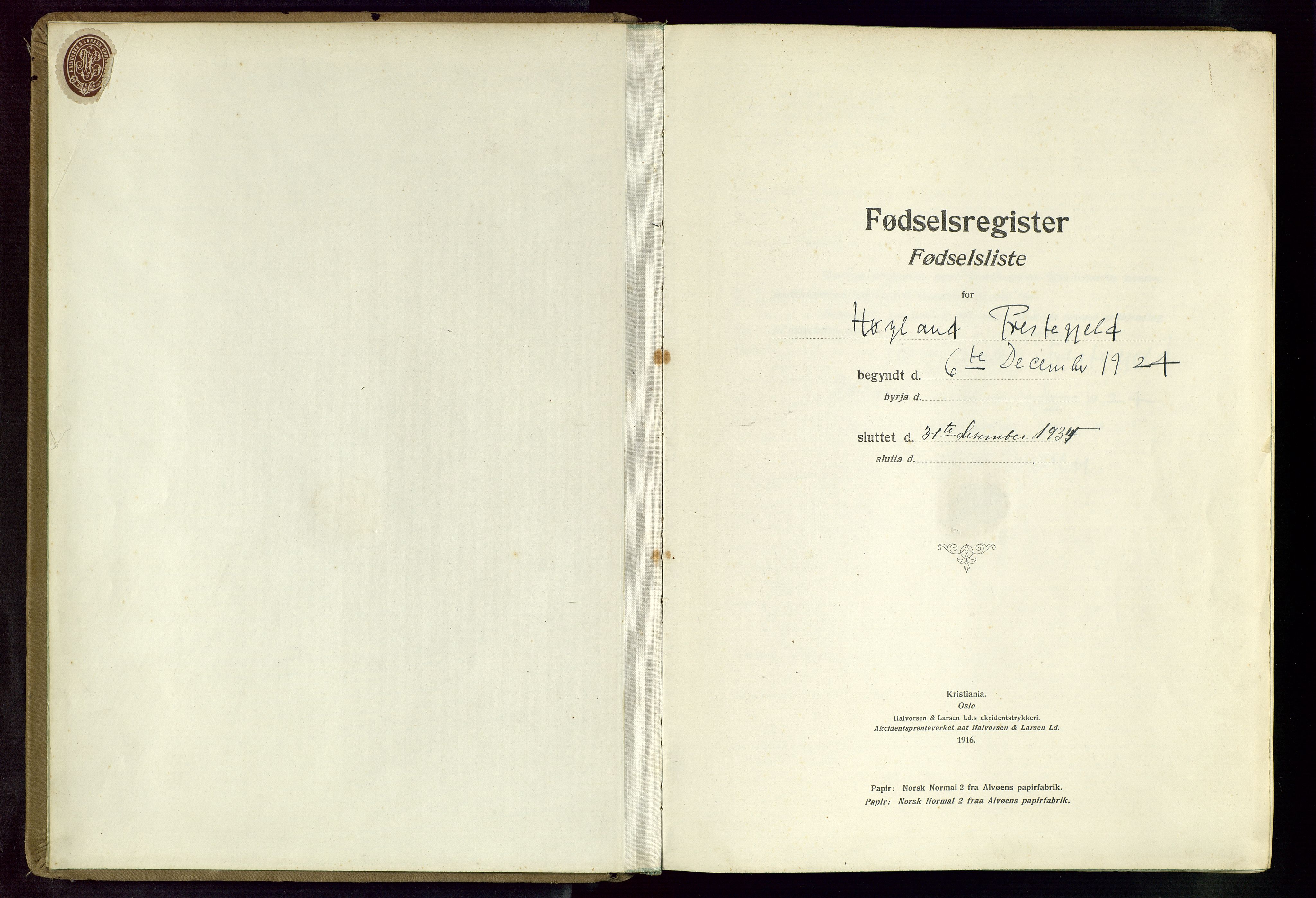 Høyland sokneprestkontor, AV/SAST-A-101799/002/O/L0002: Birth register no. 2, 1924-1934