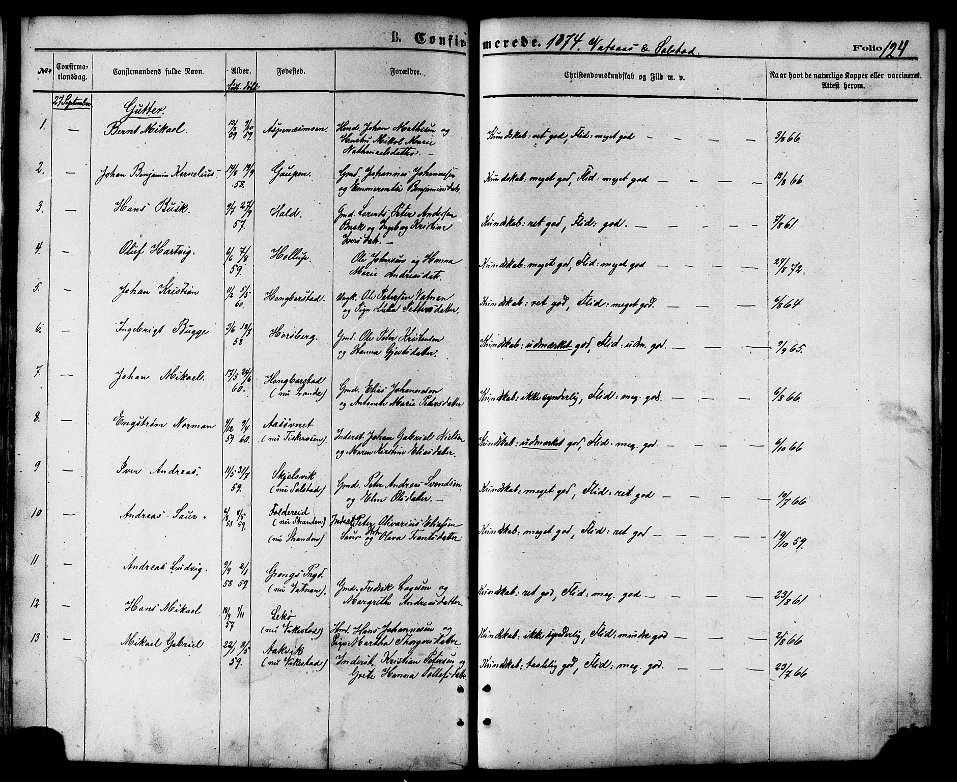 Ministerialprotokoller, klokkerbøker og fødselsregistre - Nordland, SAT/A-1459/810/L0148: Parish register (official) no. 810A09 /1, 1874-1884, p. 124