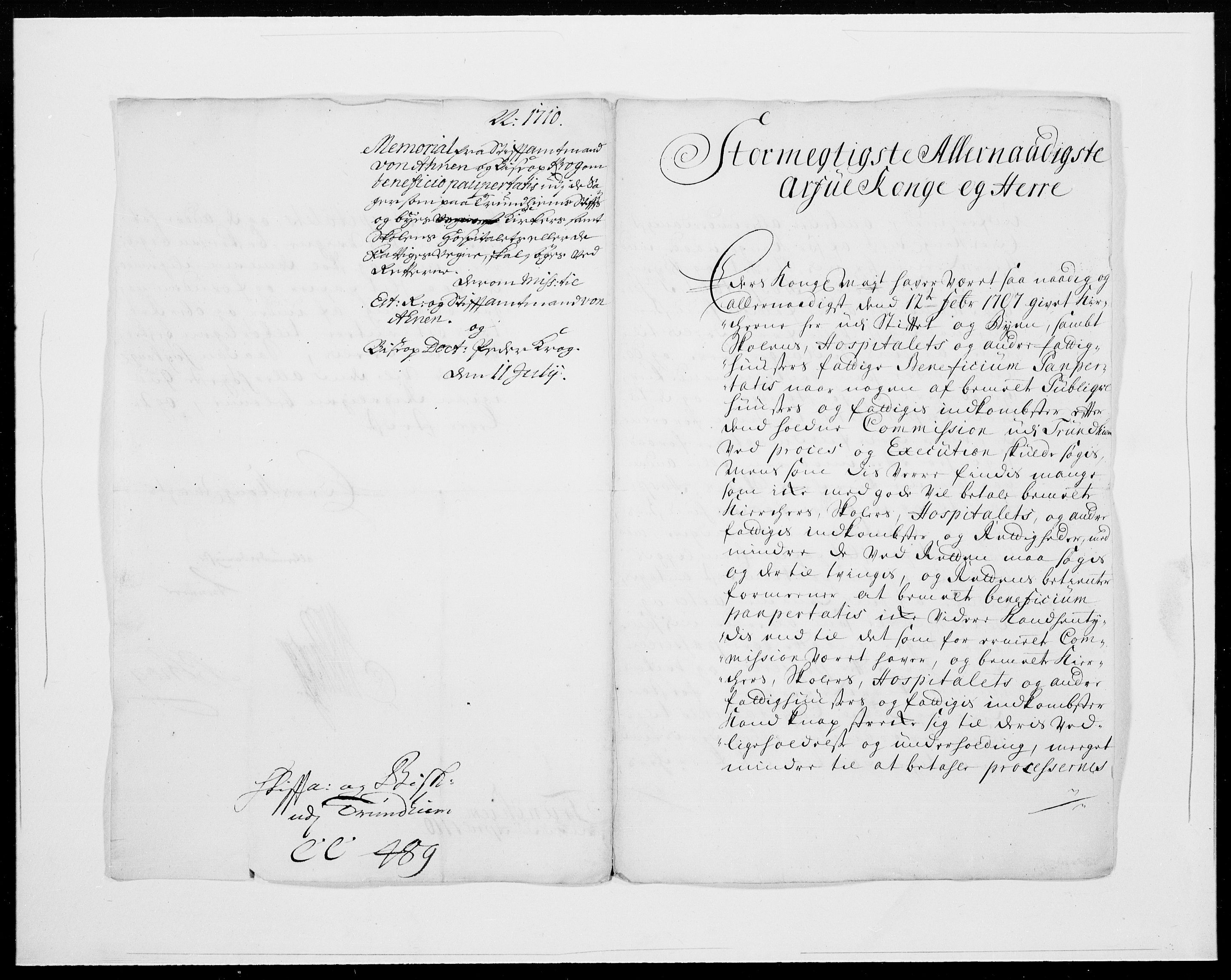 Danske Kanselli 1572-1799, AV/RA-EA-3023/F/Fc/Fcc/Fcca/L0069: Norske innlegg 1572-1799, 1710, p. 12