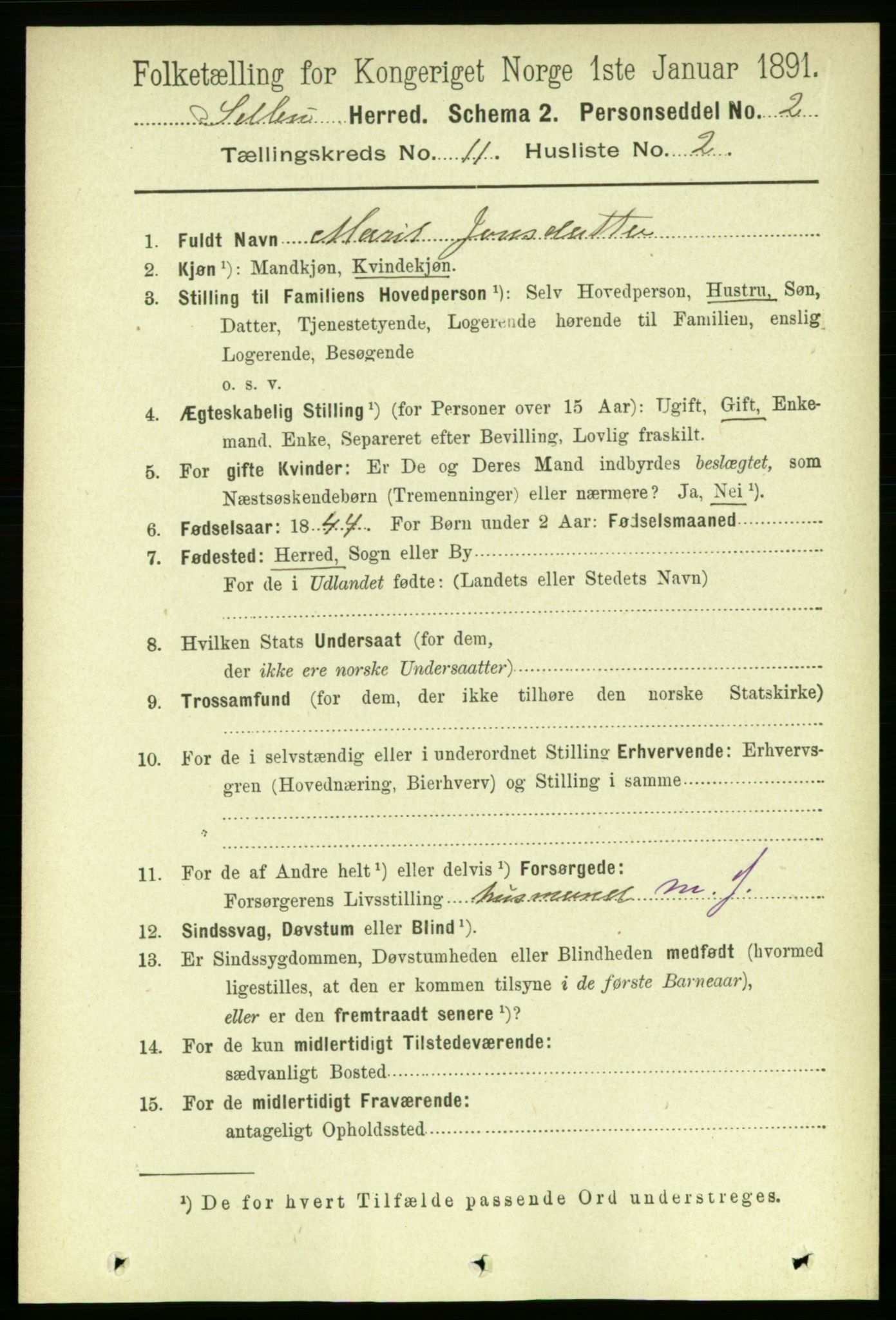 RA, 1891 census for 1664 Selbu, 1891, p. 4004