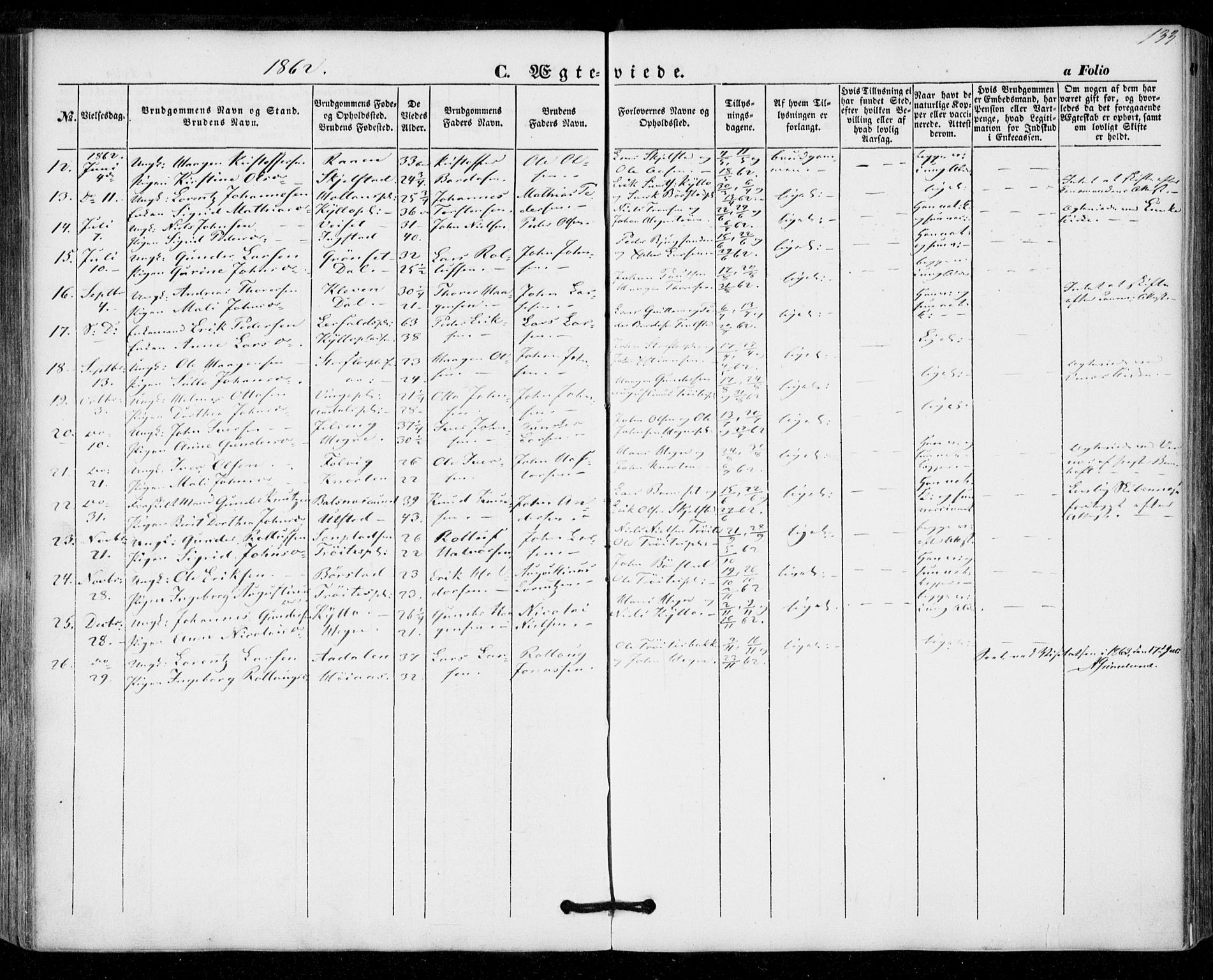 Ministerialprotokoller, klokkerbøker og fødselsregistre - Nord-Trøndelag, SAT/A-1458/703/L0028: Parish register (official) no. 703A01, 1850-1862, p. 133