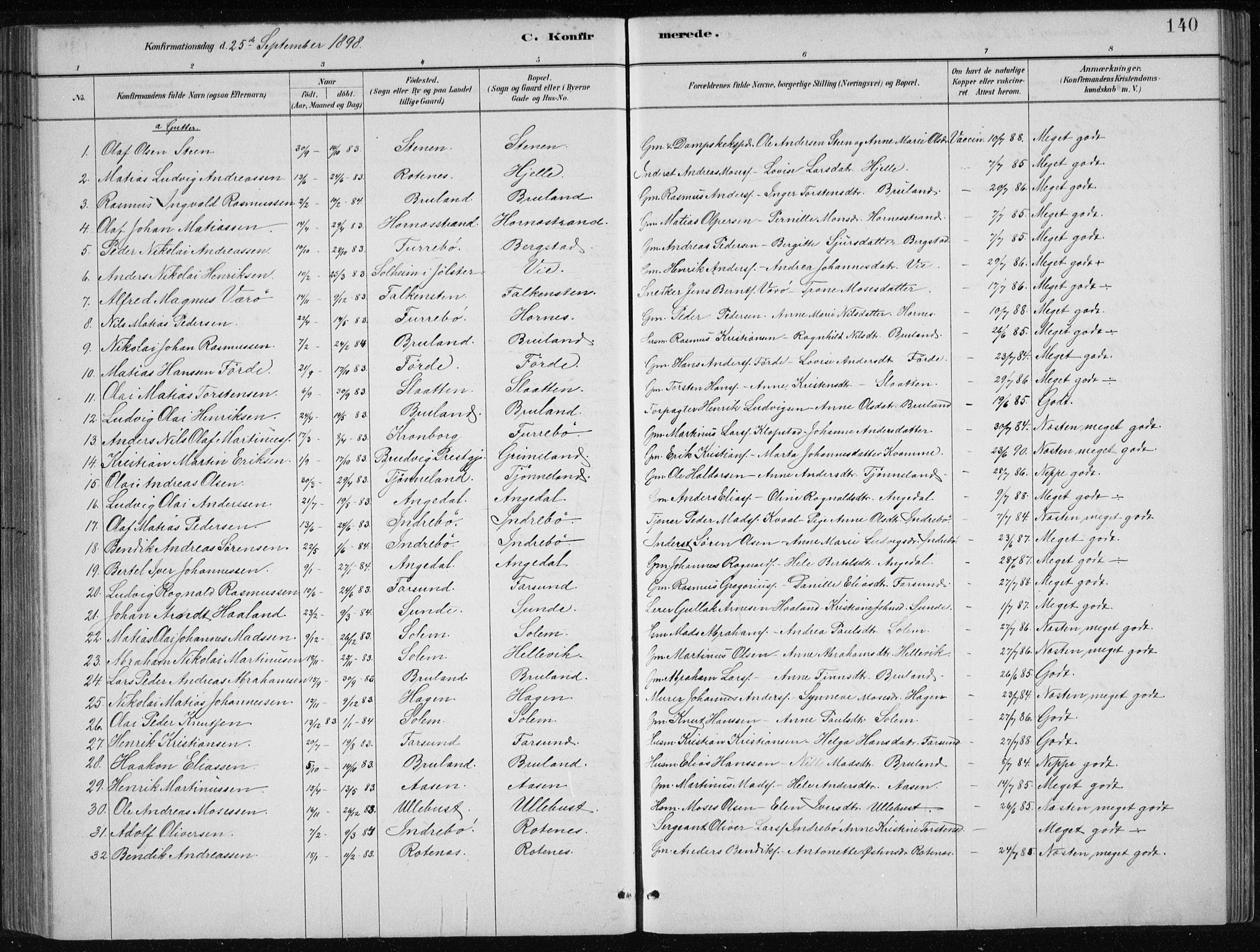 Førde sokneprestembete, SAB/A-79901/H/Hab/Haba/L0002: Parish register (copy) no. A 2, 1881-1898, p. 140