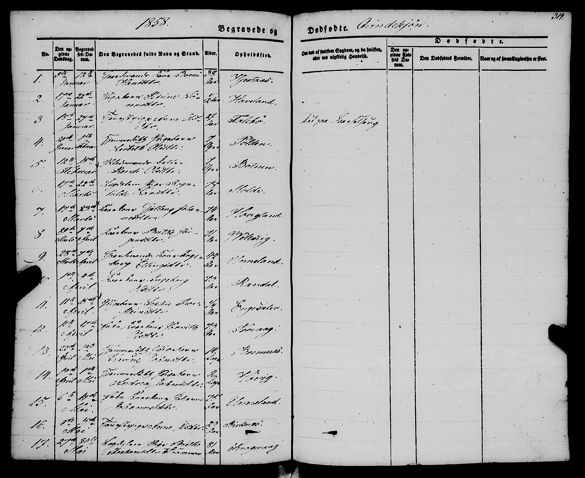 Gulen sokneprestembete, SAB/A-80201/H/Haa/Haaa/L0021: Parish register (official) no. A 21, 1848-1858, p. 314