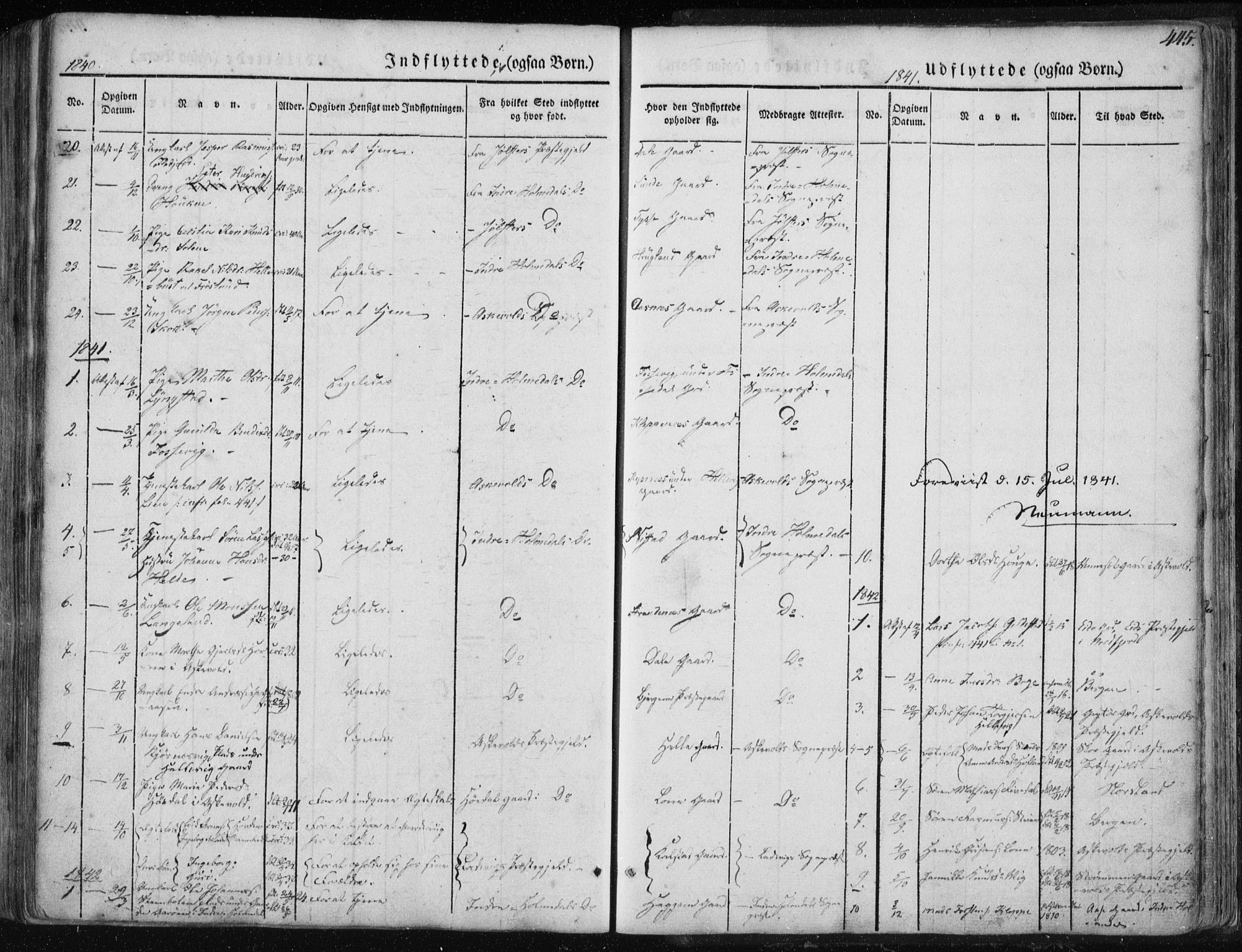 Fjaler sokneprestembete, AV/SAB-A-79801/H/Haa/Haaa/L0006: Parish register (official) no. A 6, 1835-1884, p. 445