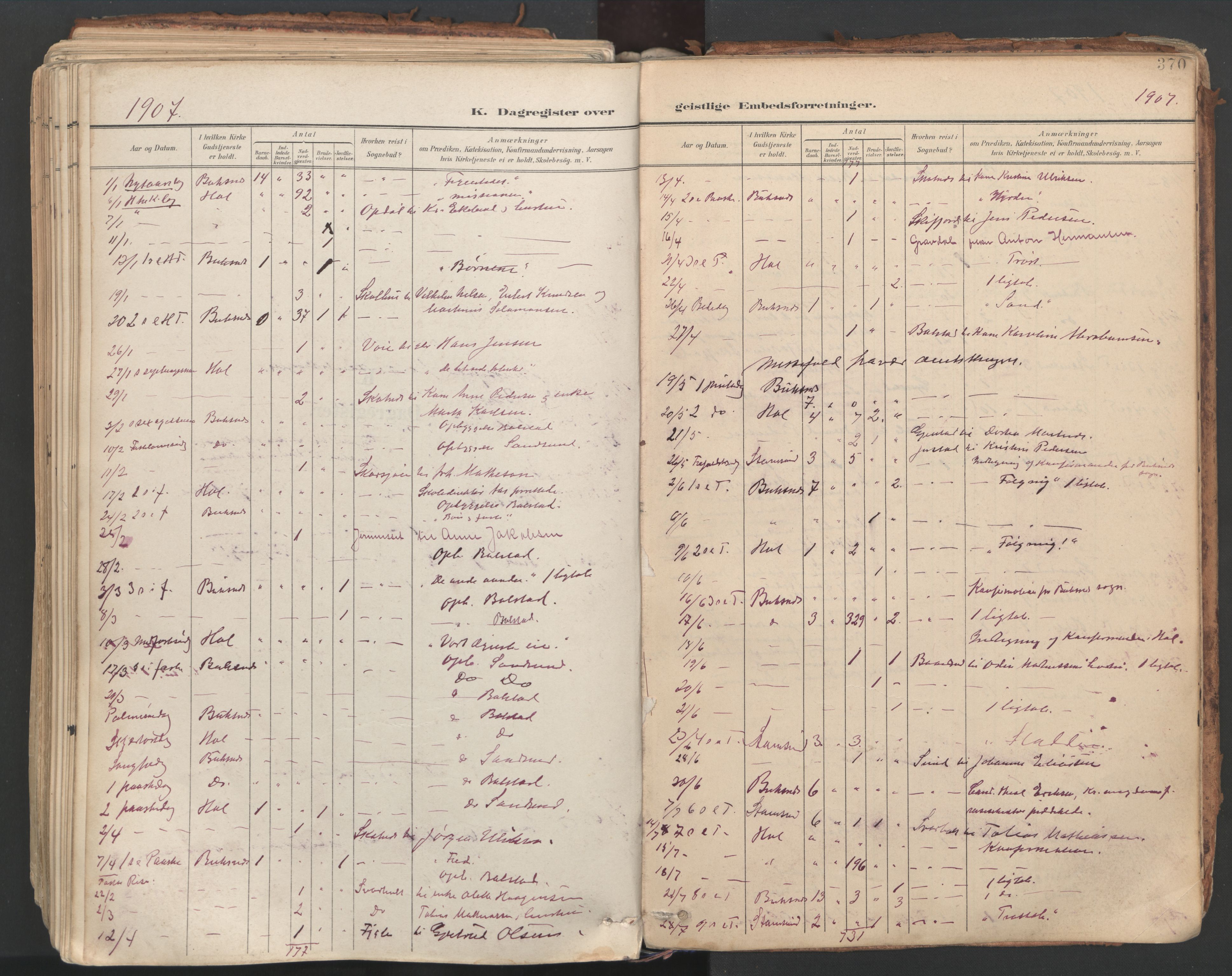 Ministerialprotokoller, klokkerbøker og fødselsregistre - Nordland, SAT/A-1459/881/L1154: Parish register (official) no. 881A07, 1907-1918, p. 370