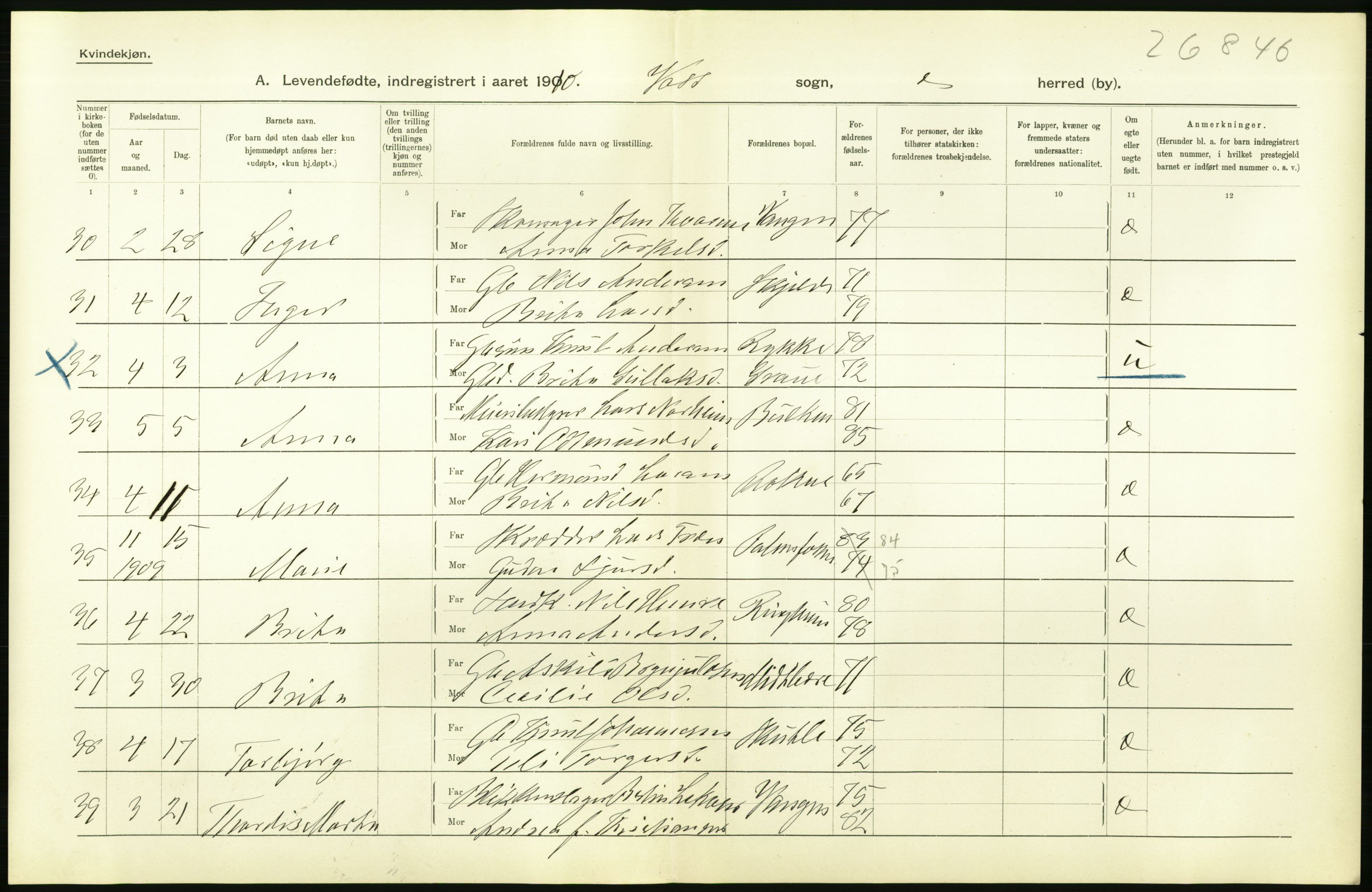 Statistisk sentralbyrå, Sosiodemografiske emner, Befolkning, AV/RA-S-2228/D/Df/Dfa/Dfah/L0026: S. Bergenhus amt: Levendefødte menn og kvinner. Bygder, samt gifte, dødfødte. Bygder., 1910, p. 16