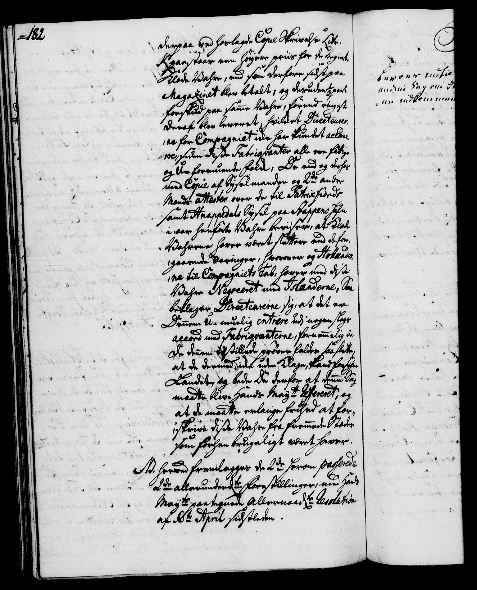 Rentekammeret, Kammerkanselliet, RA/EA-3111/G/Gh/Gha/L0025: Norsk ekstraktmemorialprotokoll (merket RK 53.70), 1743-1744, p. 182
