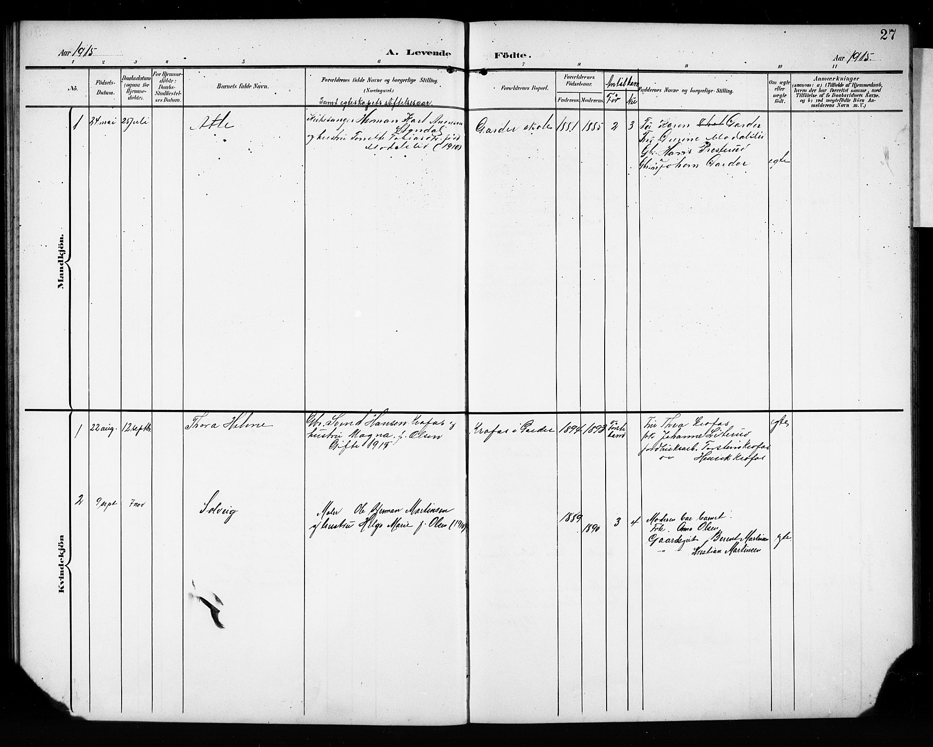 Vestby prestekontor Kirkebøker, AV/SAO-A-10893/G/Gc/L0003: Parish register (copy) no. III 3, 1903-1927, p. 27