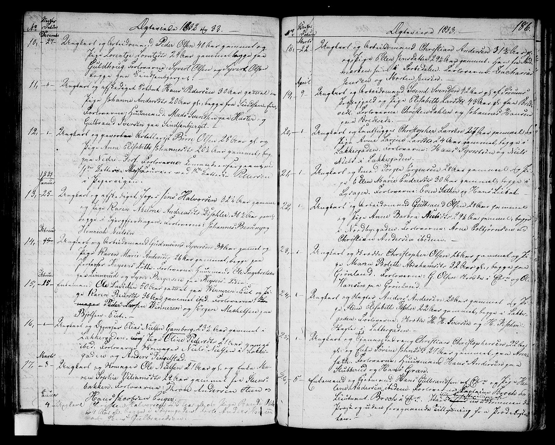 Aker prestekontor kirkebøker, SAO/A-10861/G/L0006: Parish register (copy) no. 6, 1830-1838, p. 186