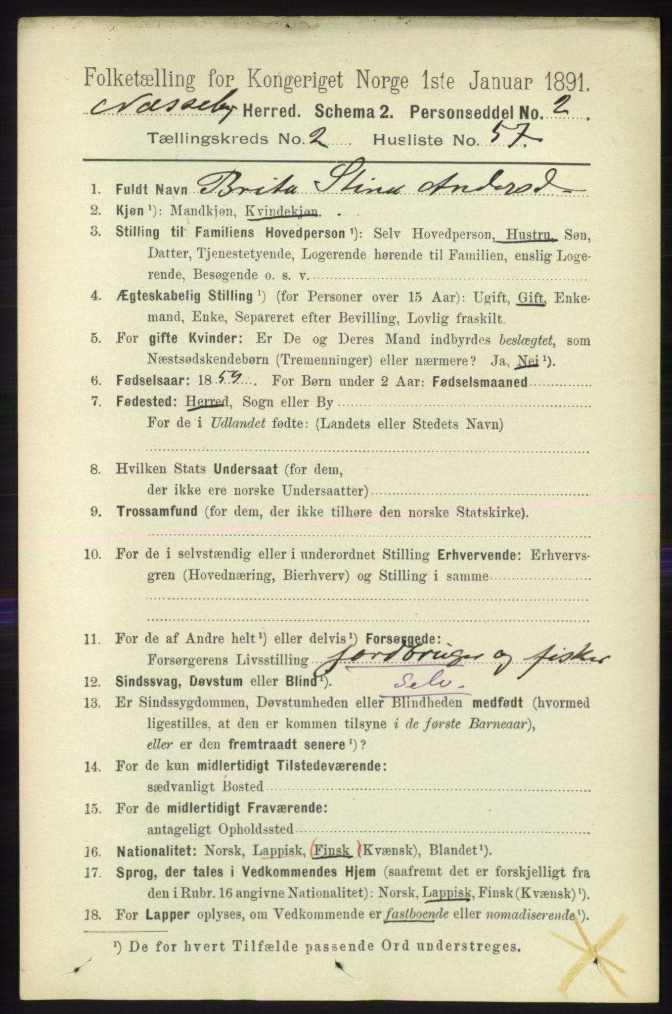 RA, 1891 census for 2027 Nesseby, 1891, p. 971